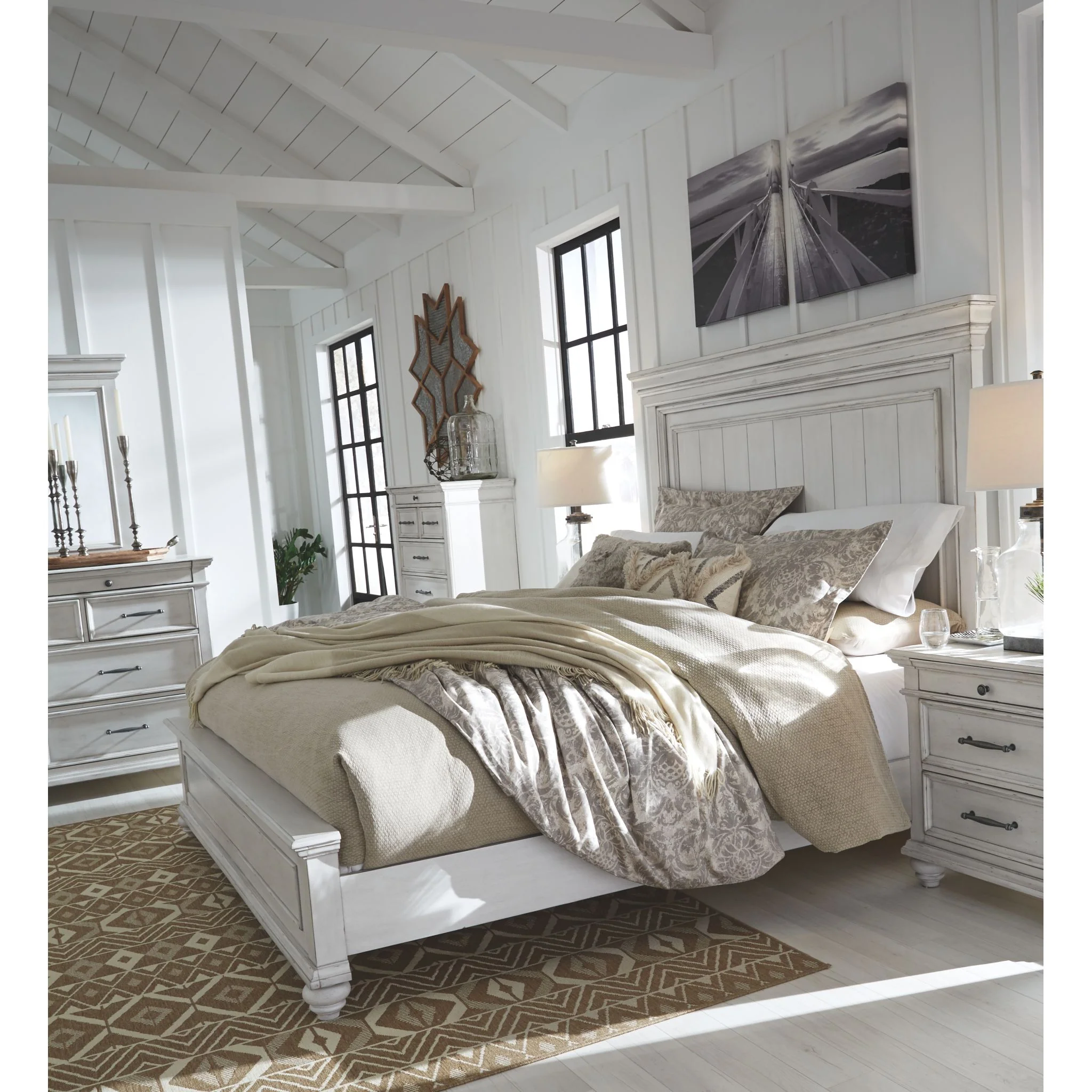 Kanwyn Panel Bed - Whitewash - Image 16