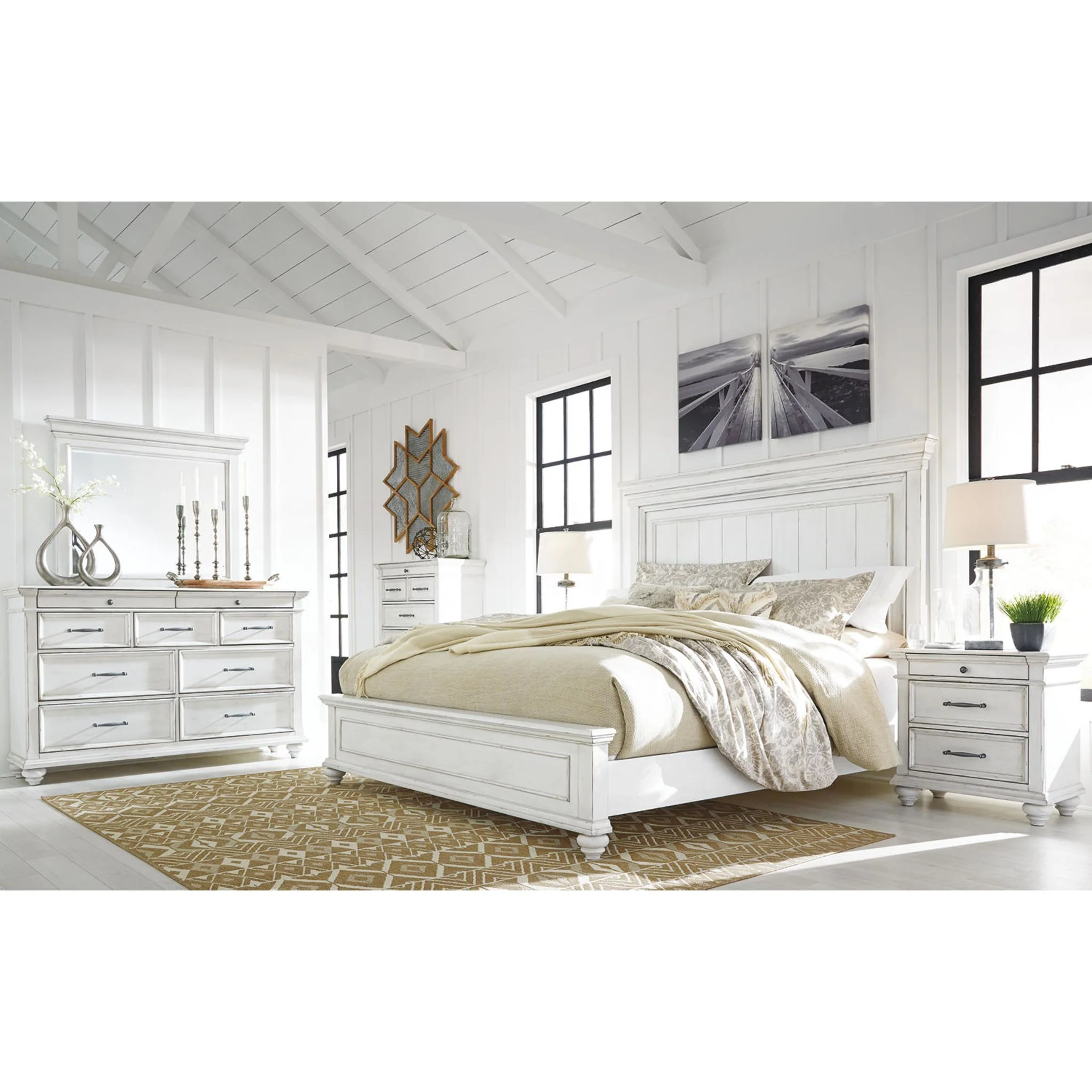 Kanwyn Panel Bed - Whitewash - Image 18