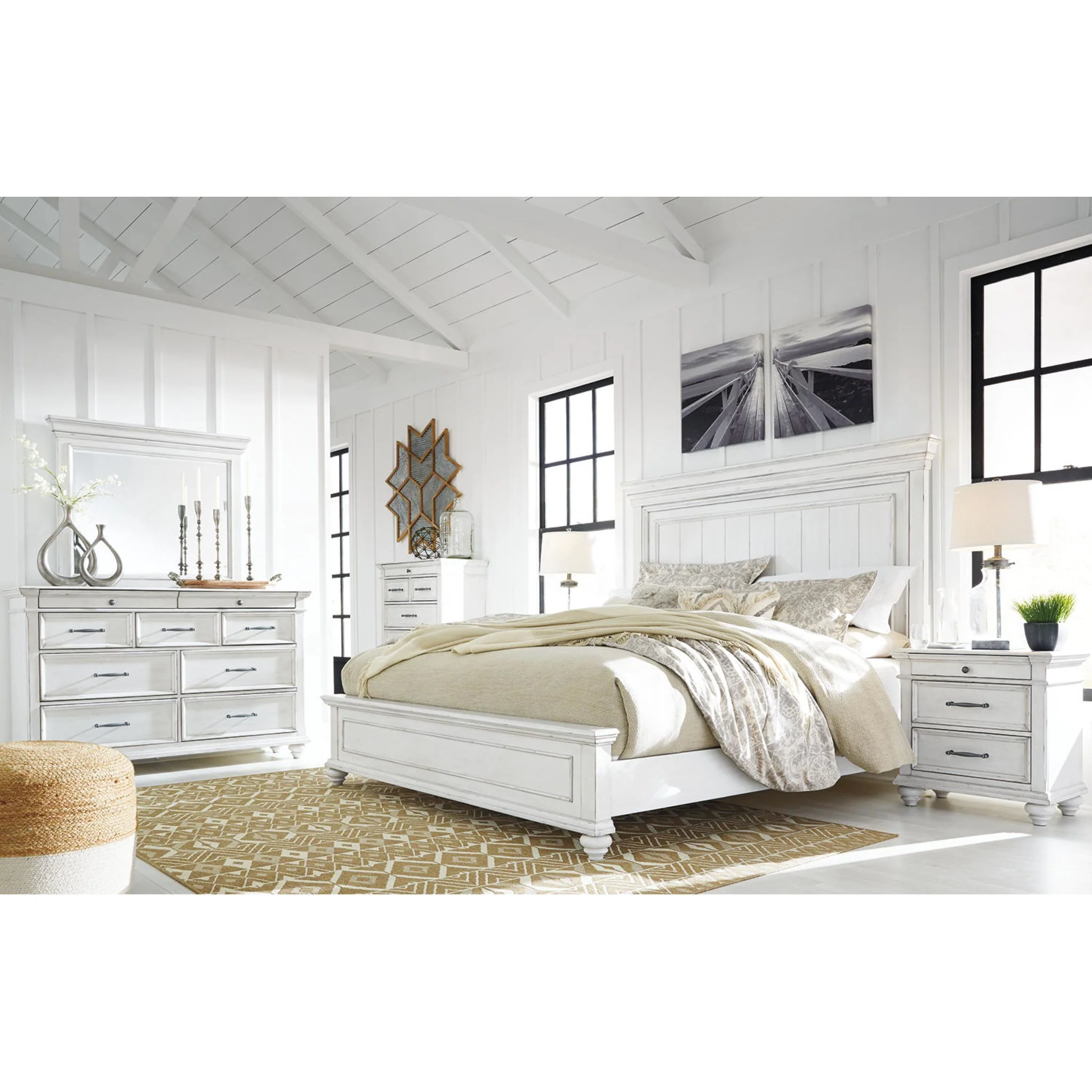 Kanwyn Panel Bed - Whitewash - Image 19