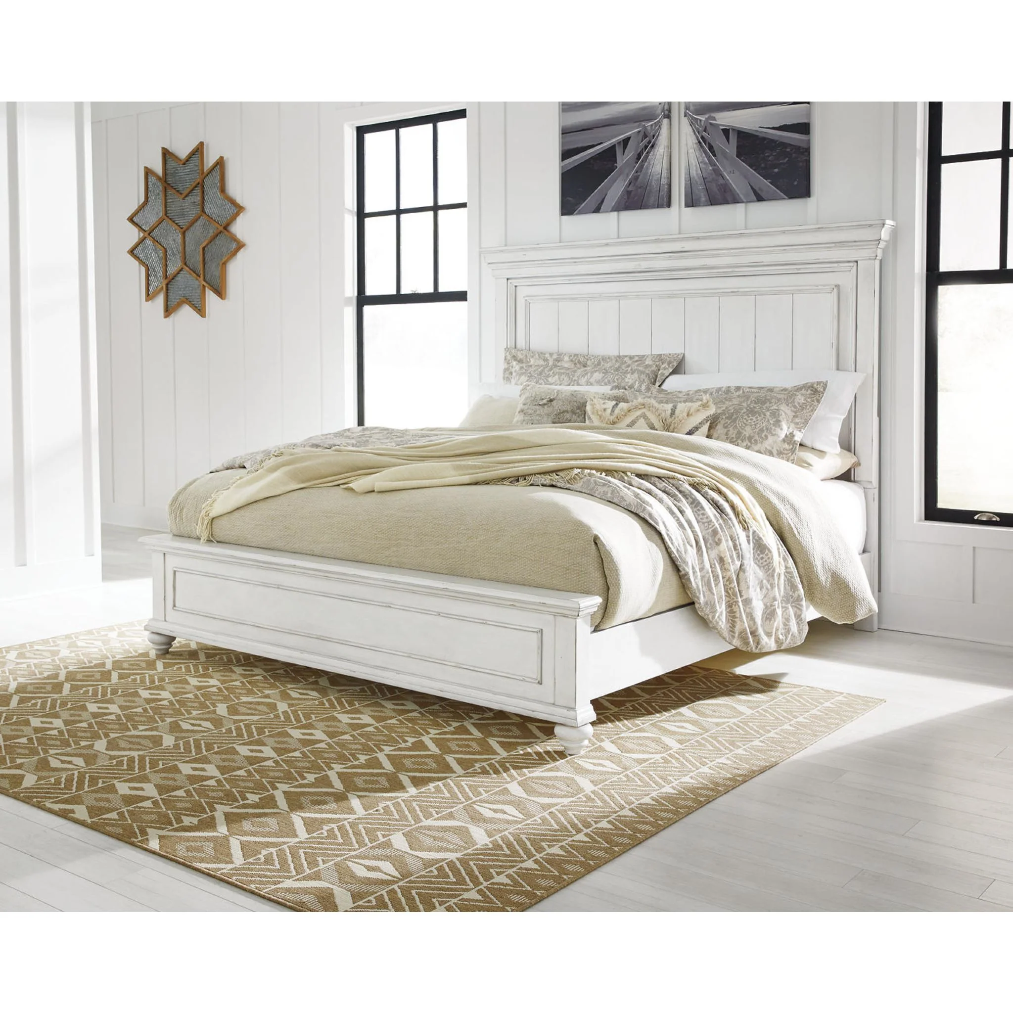 Kanwyn Panel Bed - Whitewash - Image 23