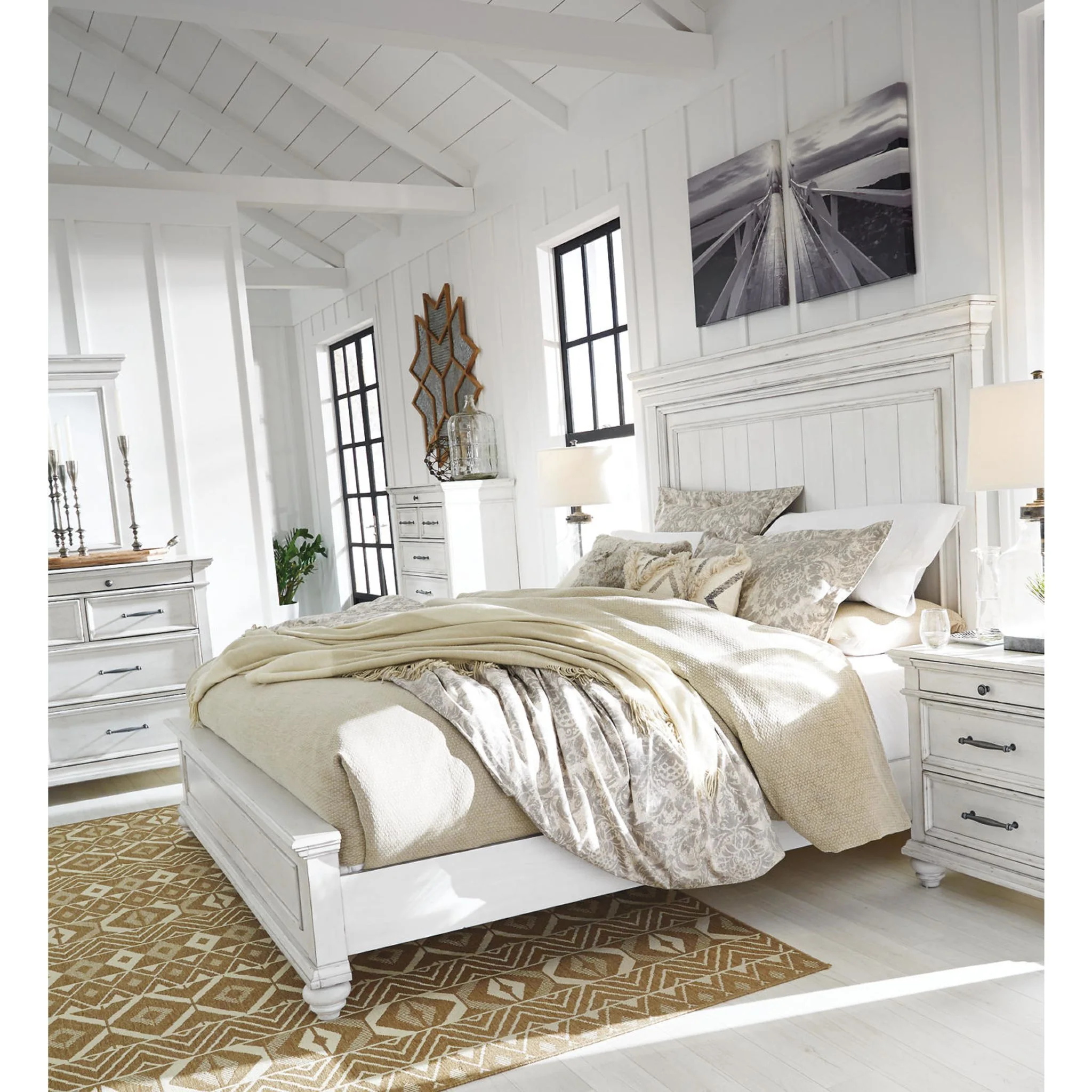 Kanwyn Panel Bed - Whitewash - Image 32