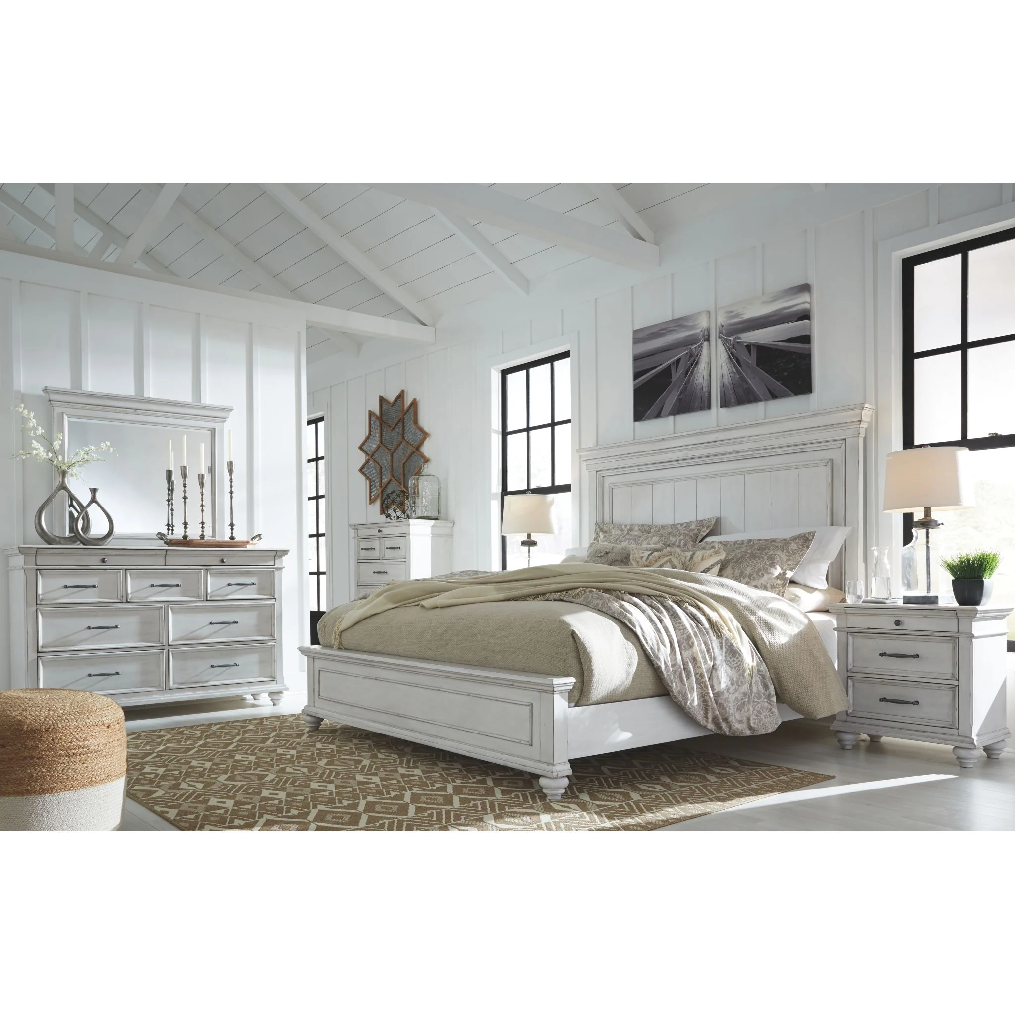 Kanwyn Panel Bed - Whitewash - Image 42