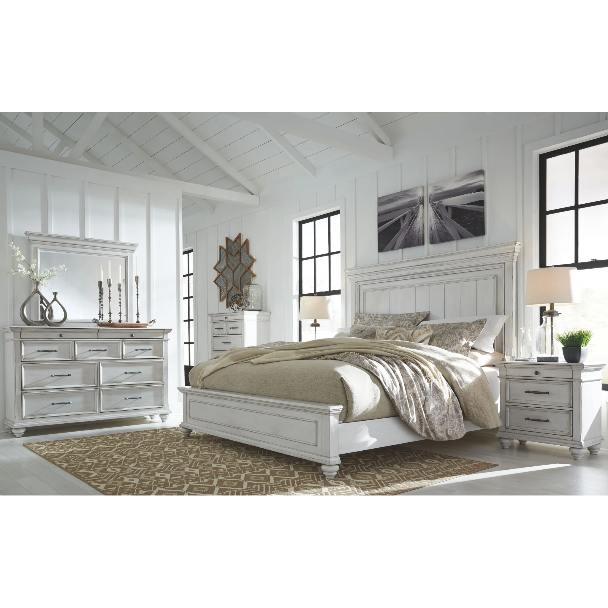 Kanwyn Panel Bed - Whitewash - Image 43