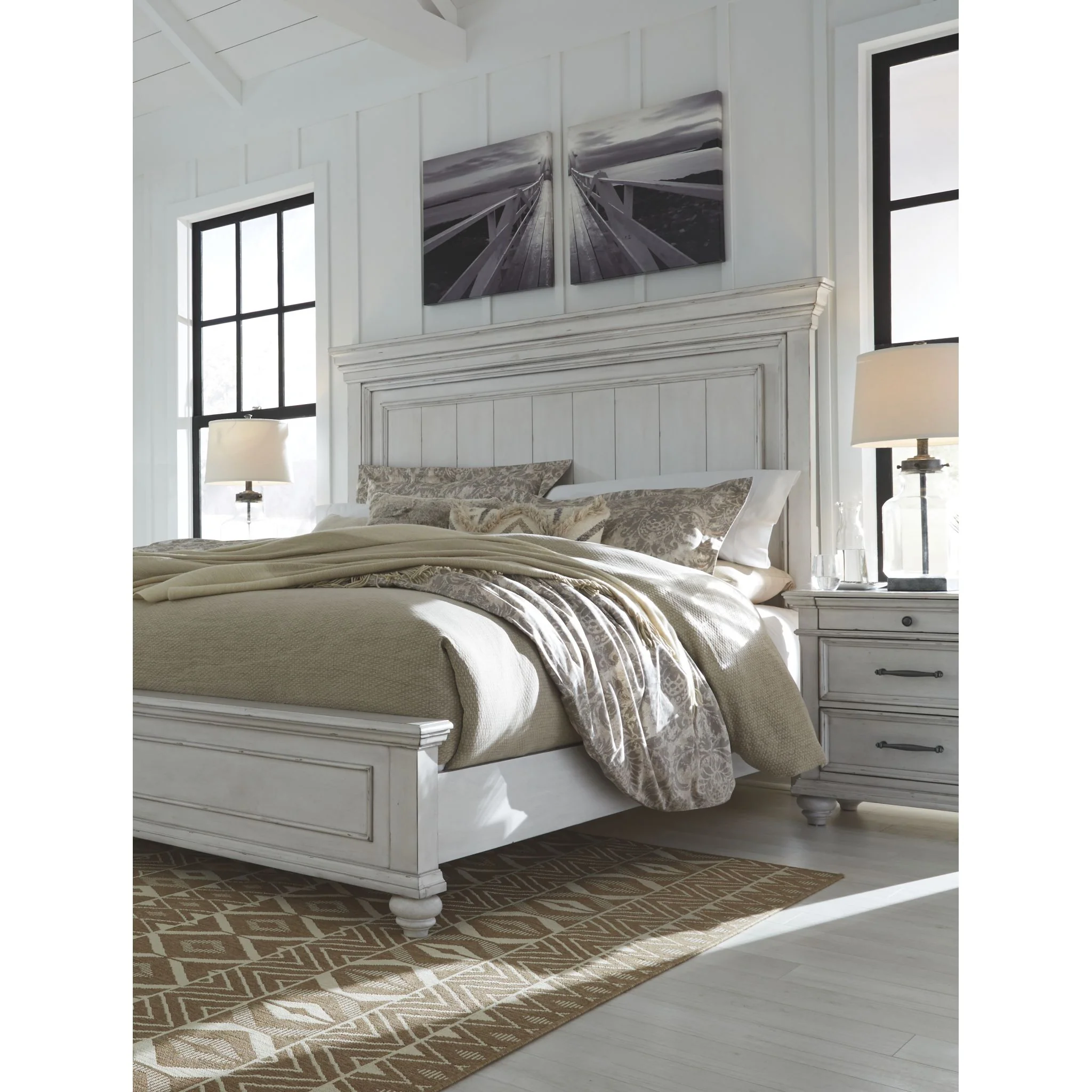 Kanwyn Panel Bed - Whitewash - Image 48