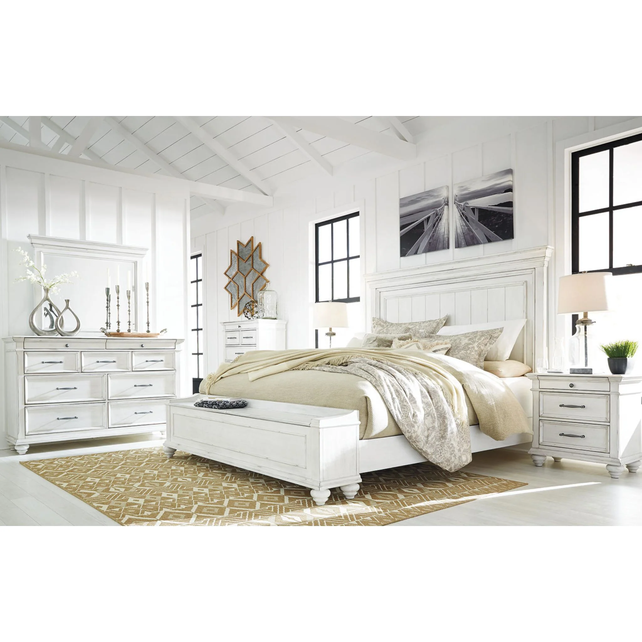 Kanwyn Panel Bed - Whitewash - Image 53