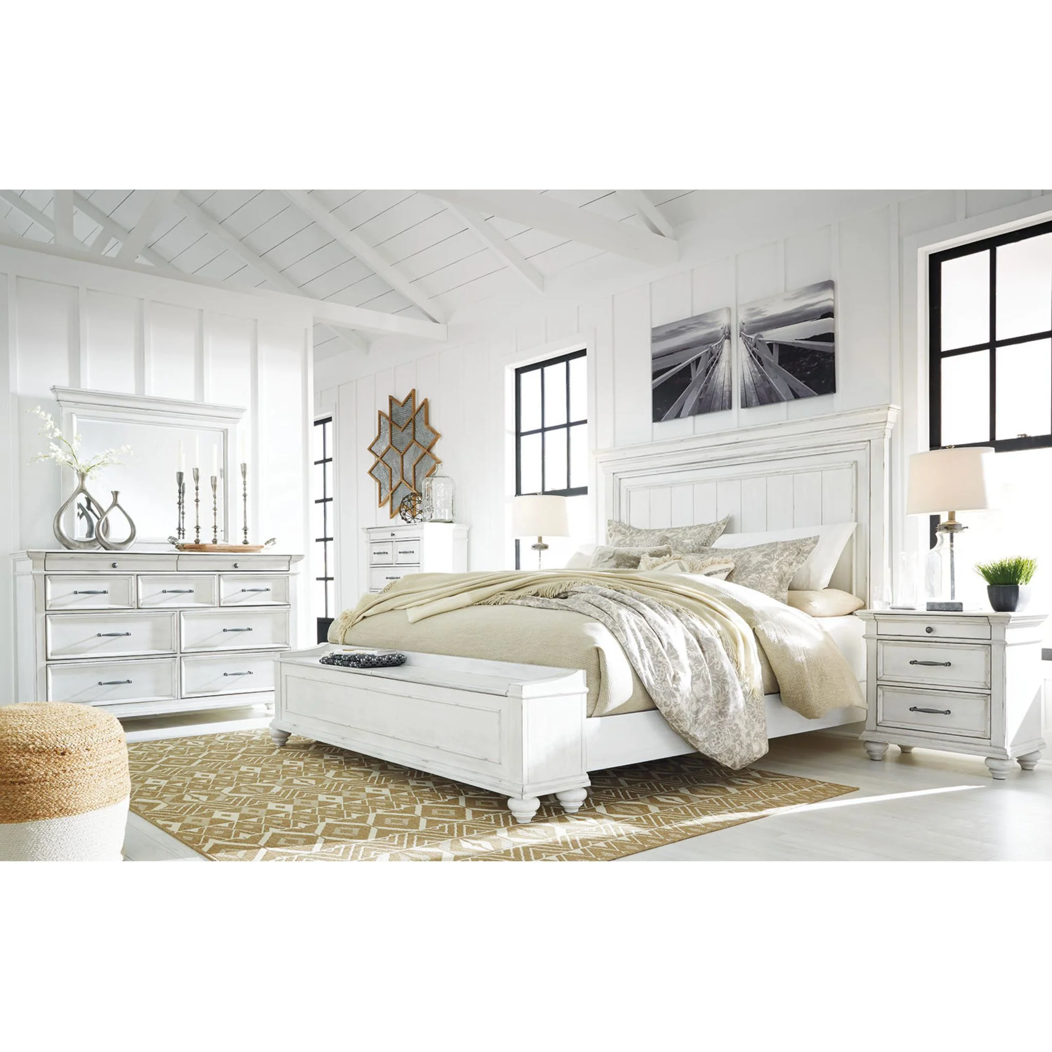 Kanwyn Panel Bed - Whitewash - Image 54