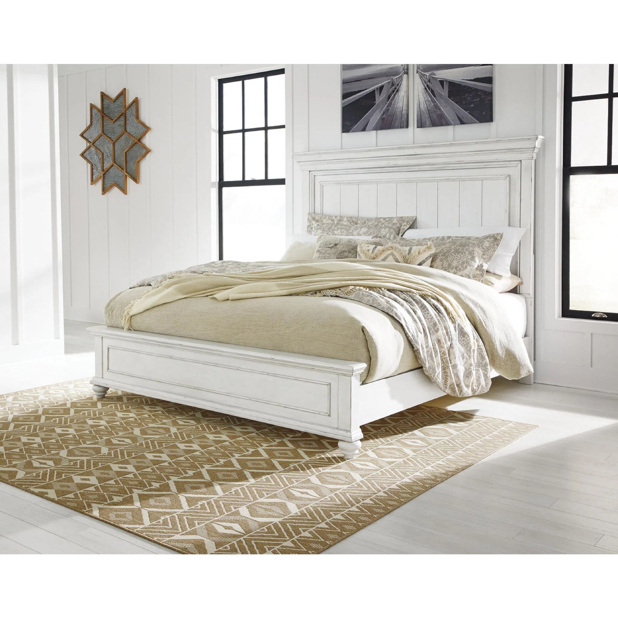 Kanwyn Panel Bed - Whitewash - Image 60