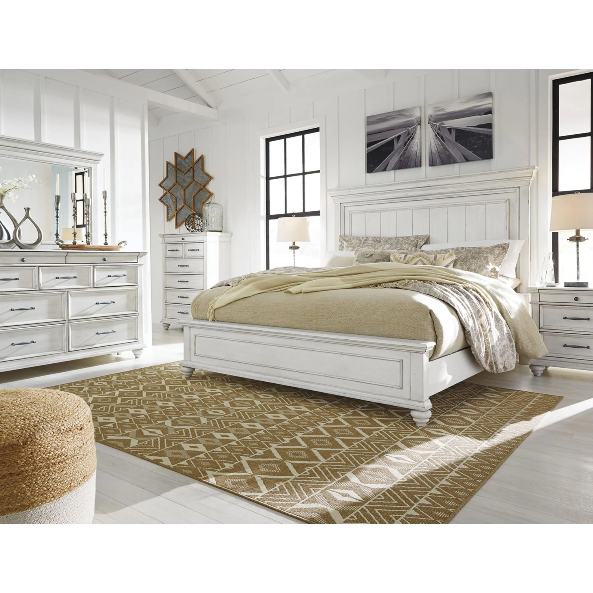 Kanwyn Panel Bed - Whitewash - Image 61