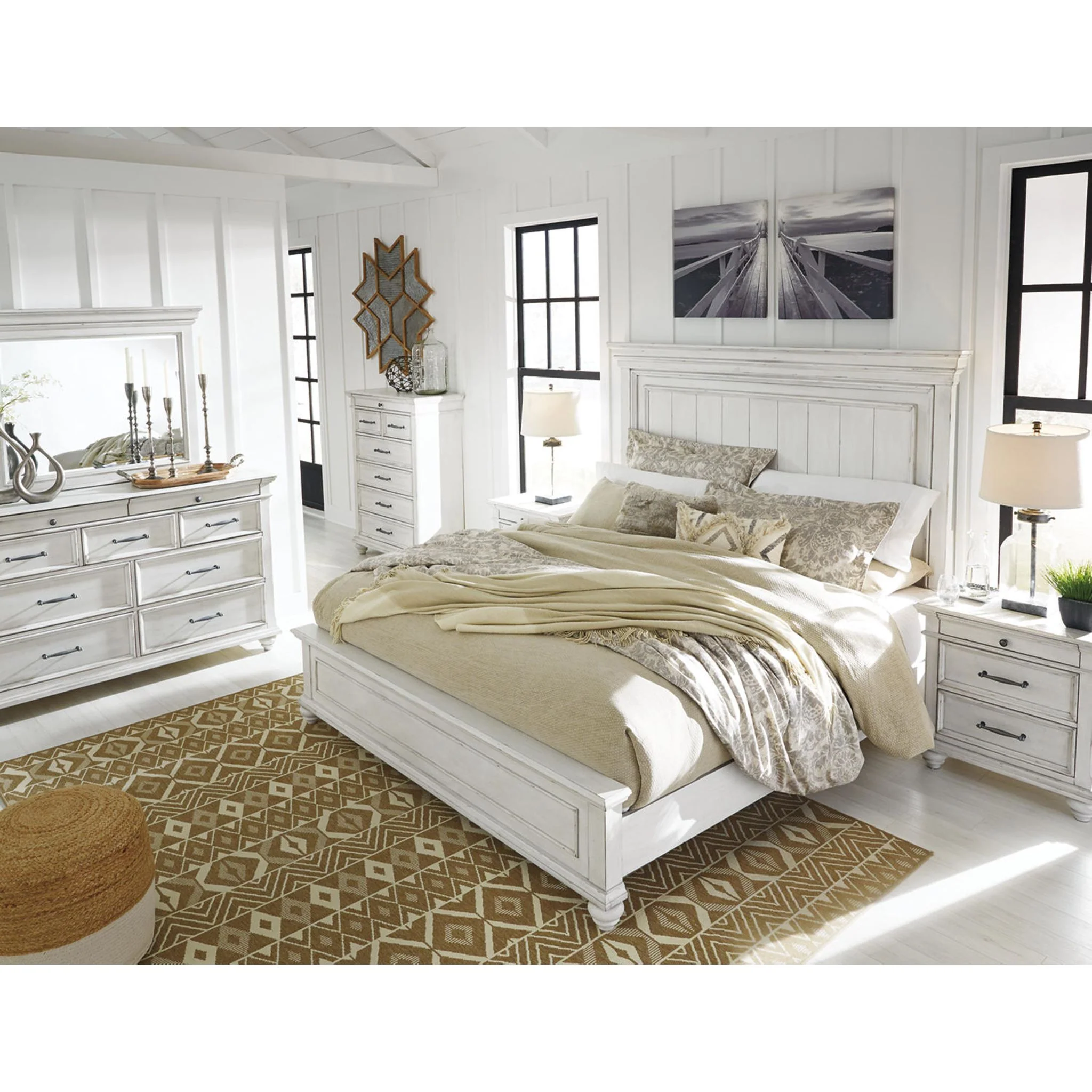 Kanwyn Panel Bed - Whitewash - Image 62