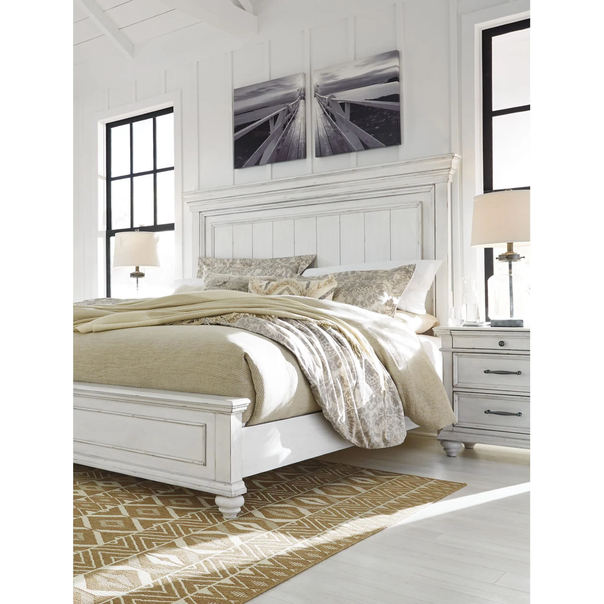 Kanwyn Panel Bed - Whitewash - Image 63