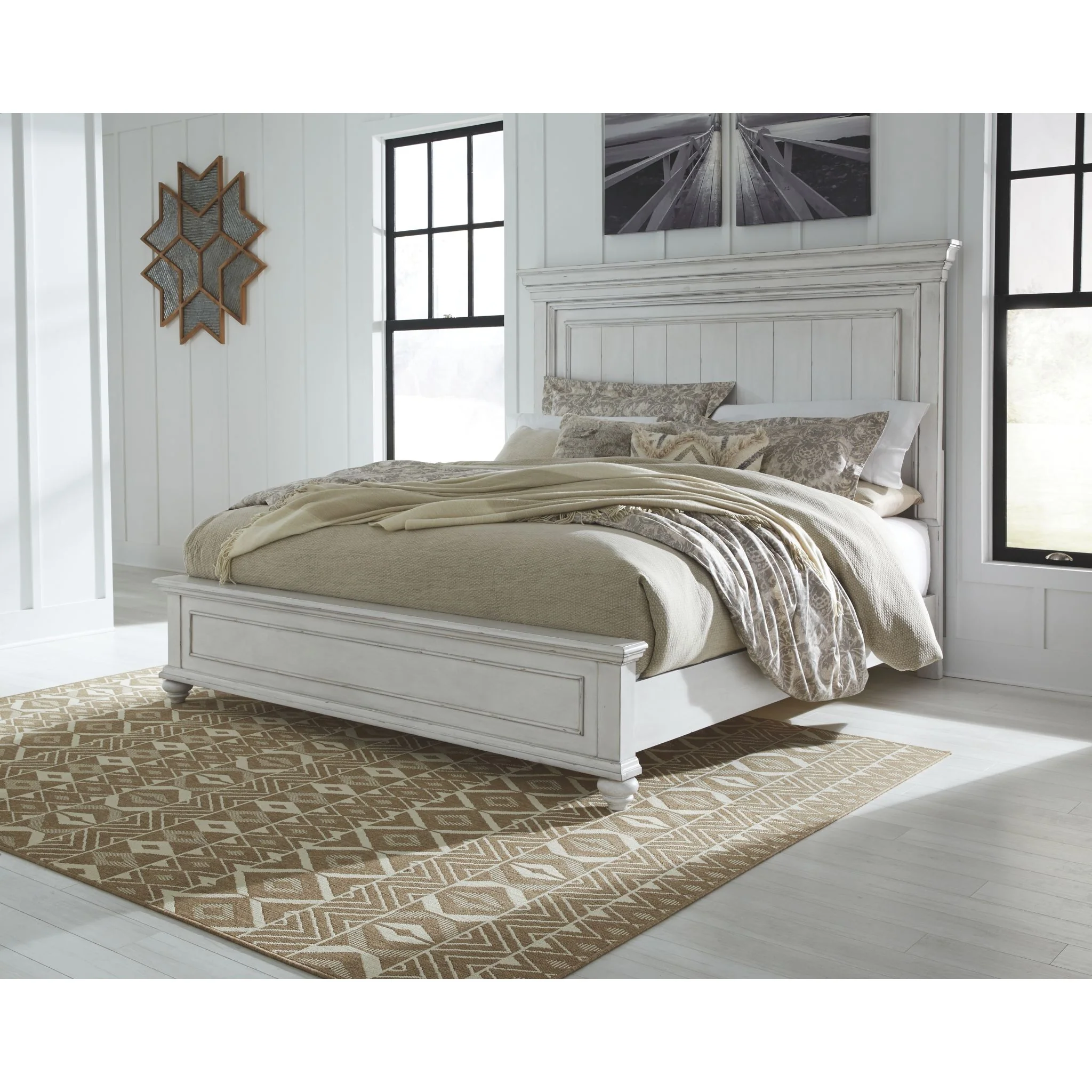 Kanwyn Panel Bed - Whitewash - Image 8