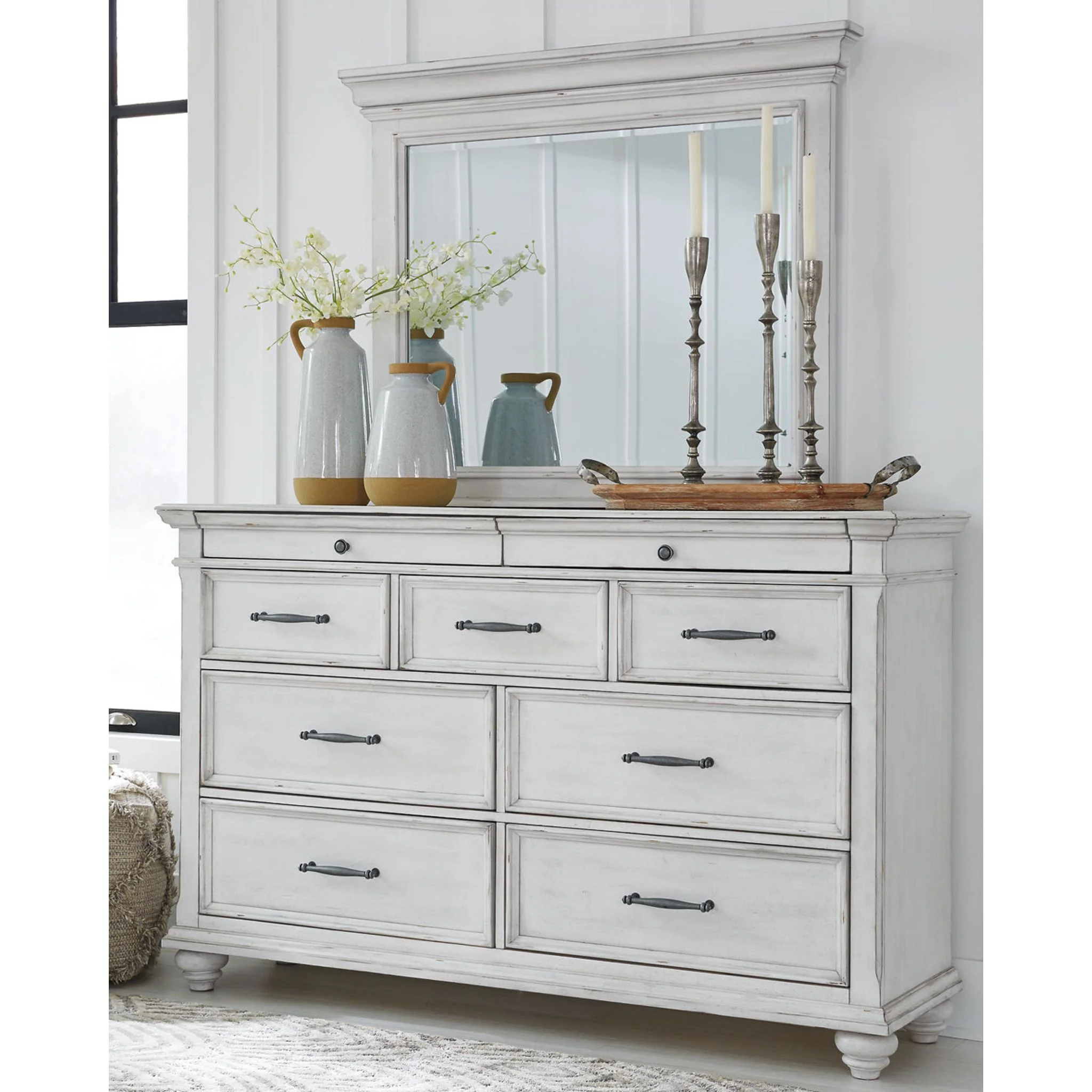 Kanwyn Dresser and Mirror - Whitewash - Image 2