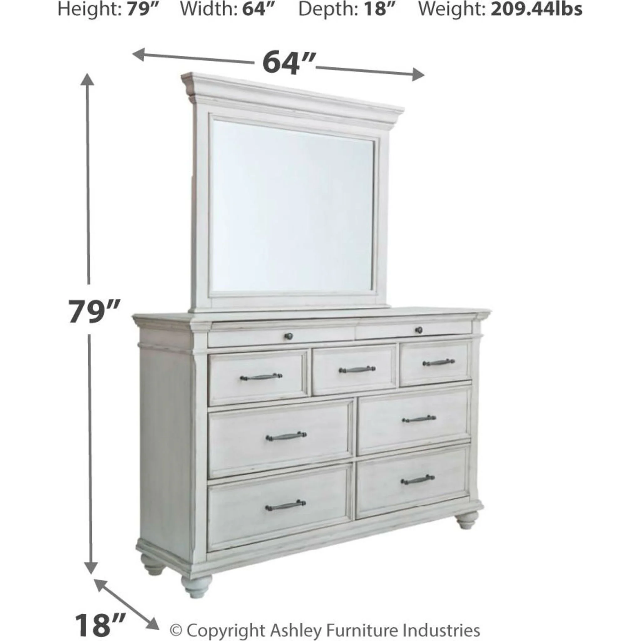 Kanwyn Dresser and Mirror - Whitewash - Image 23