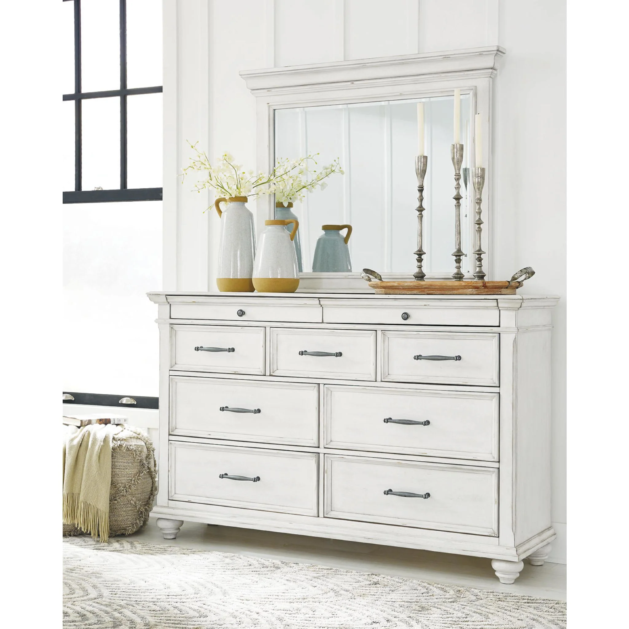 Kanwyn Dresser and Mirror - Whitewash - Image 5
