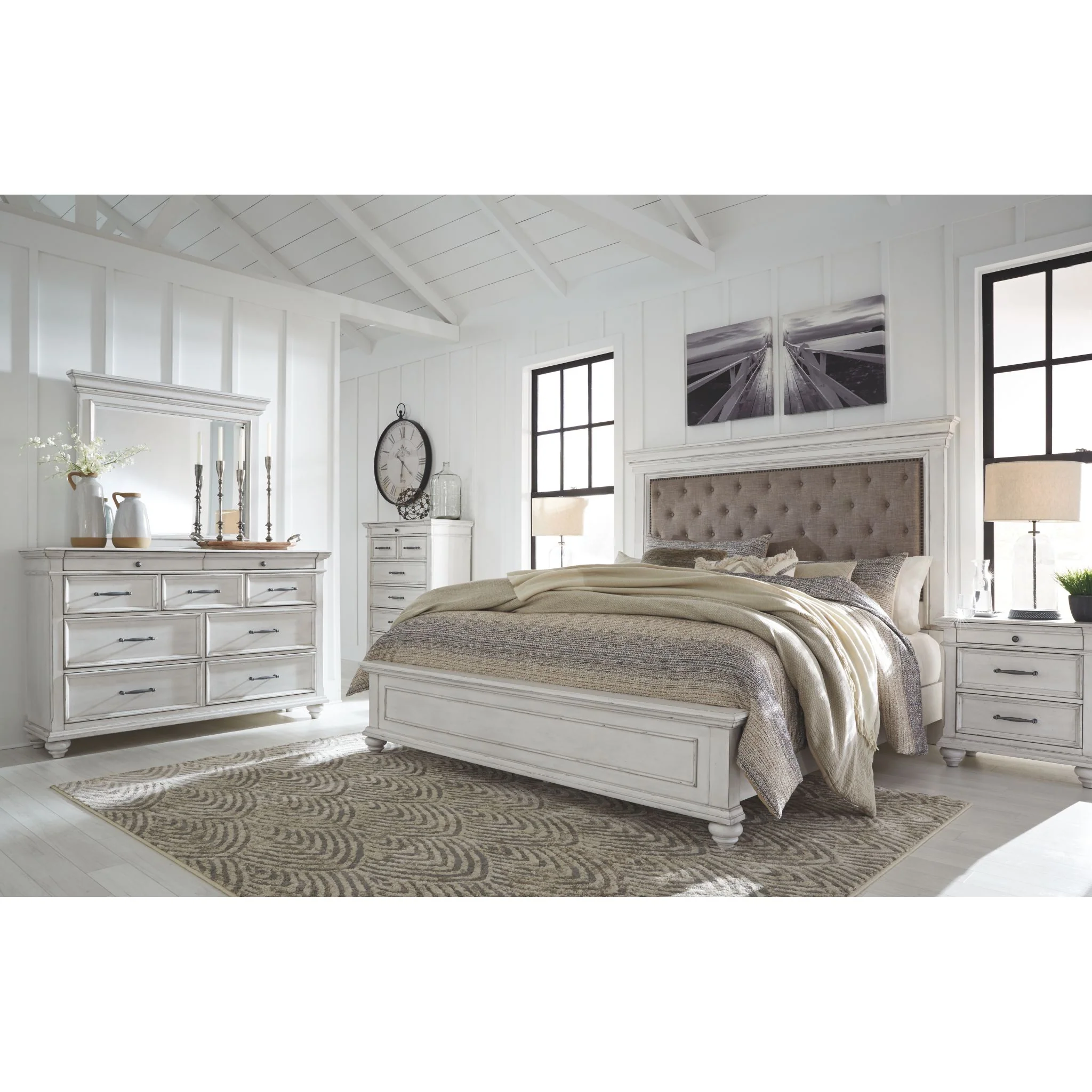 Kanwyn Panel Bed - Whitewash - Image 10