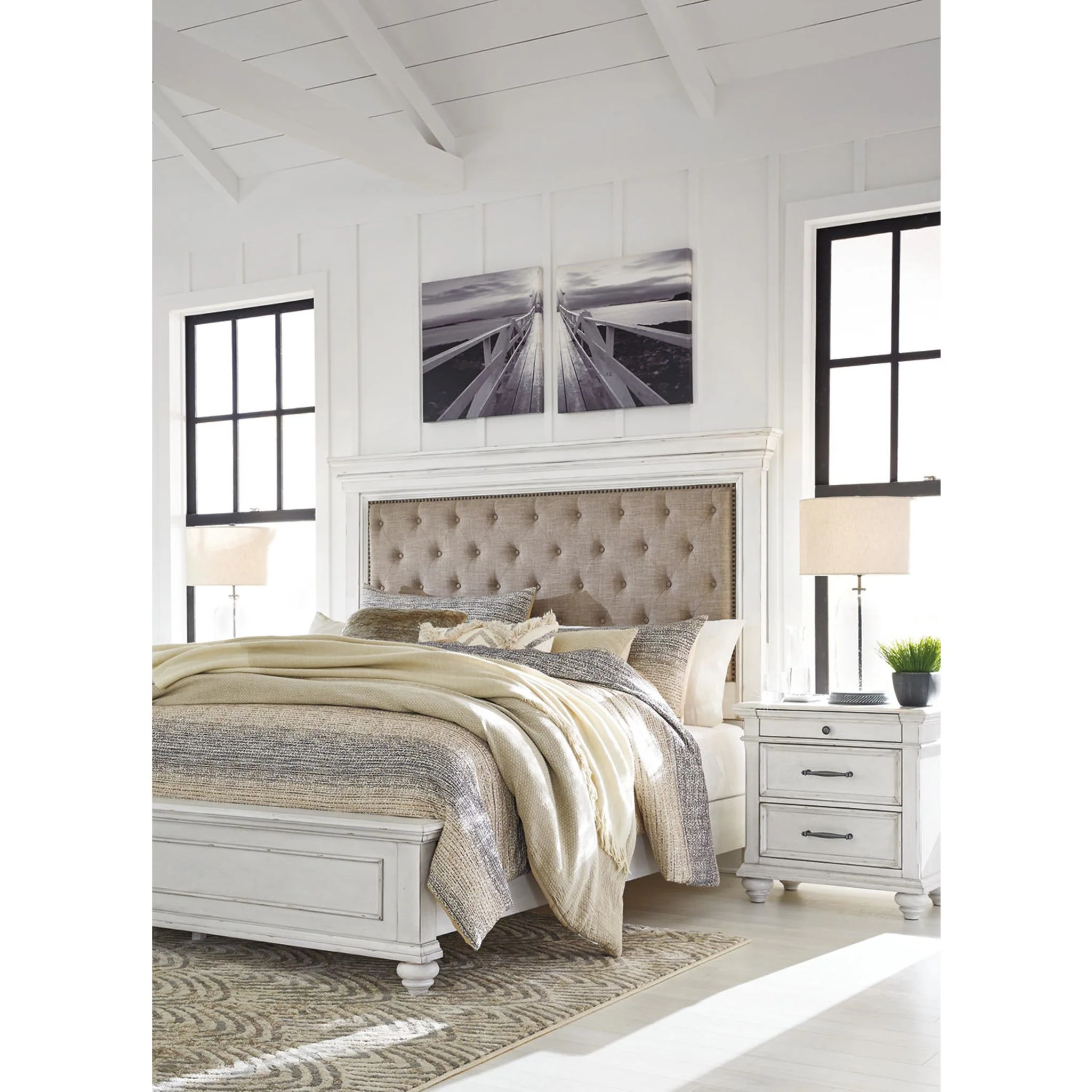 Kanwyn Panel Bed - Whitewash - Image 19