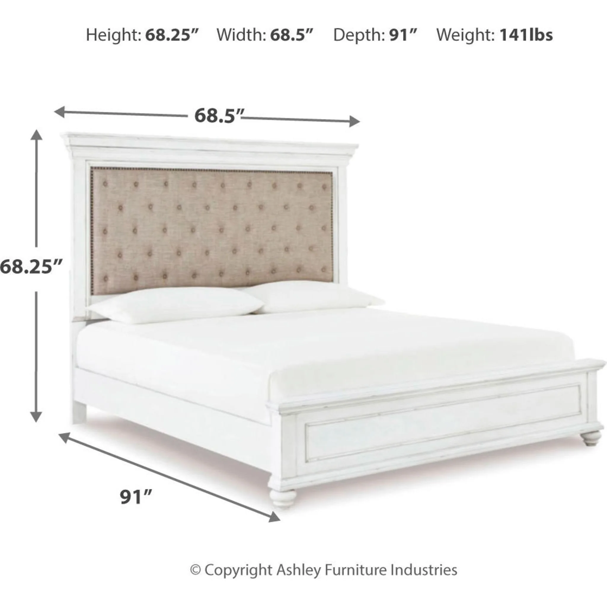 Kanwyn Panel Bed - Whitewash - Image 21