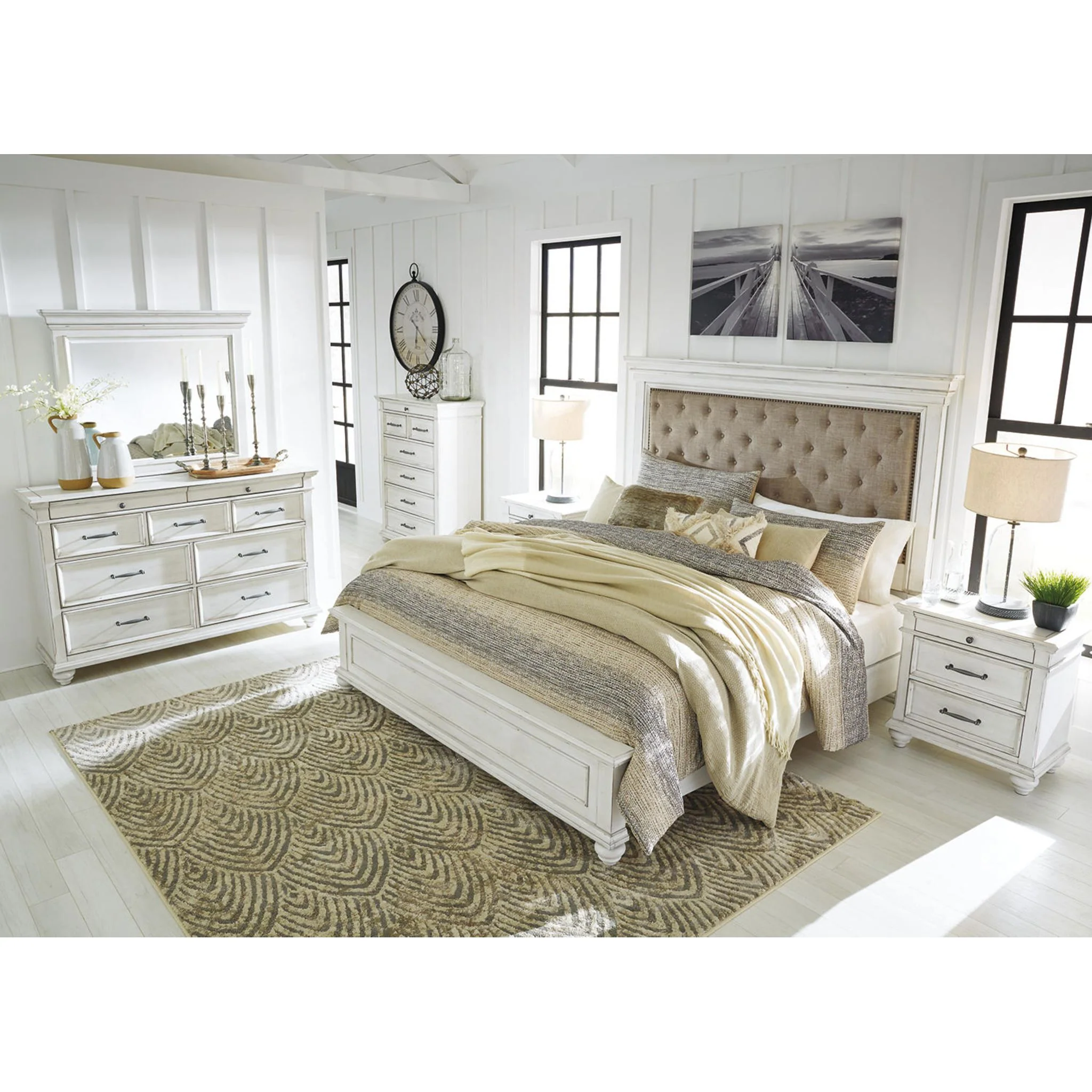 Kanwyn Panel Bed - Whitewash - Image 26