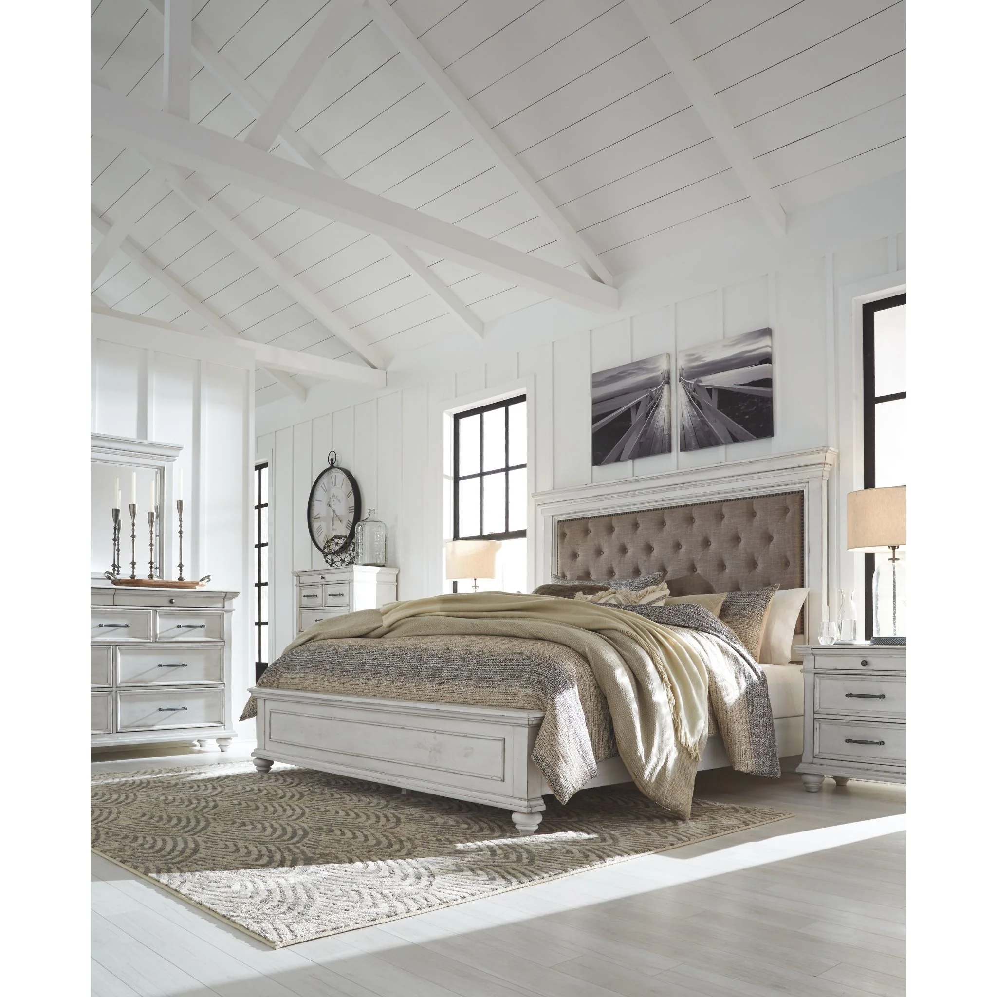 Kanwyn Panel Bed - Whitewash - Image 37