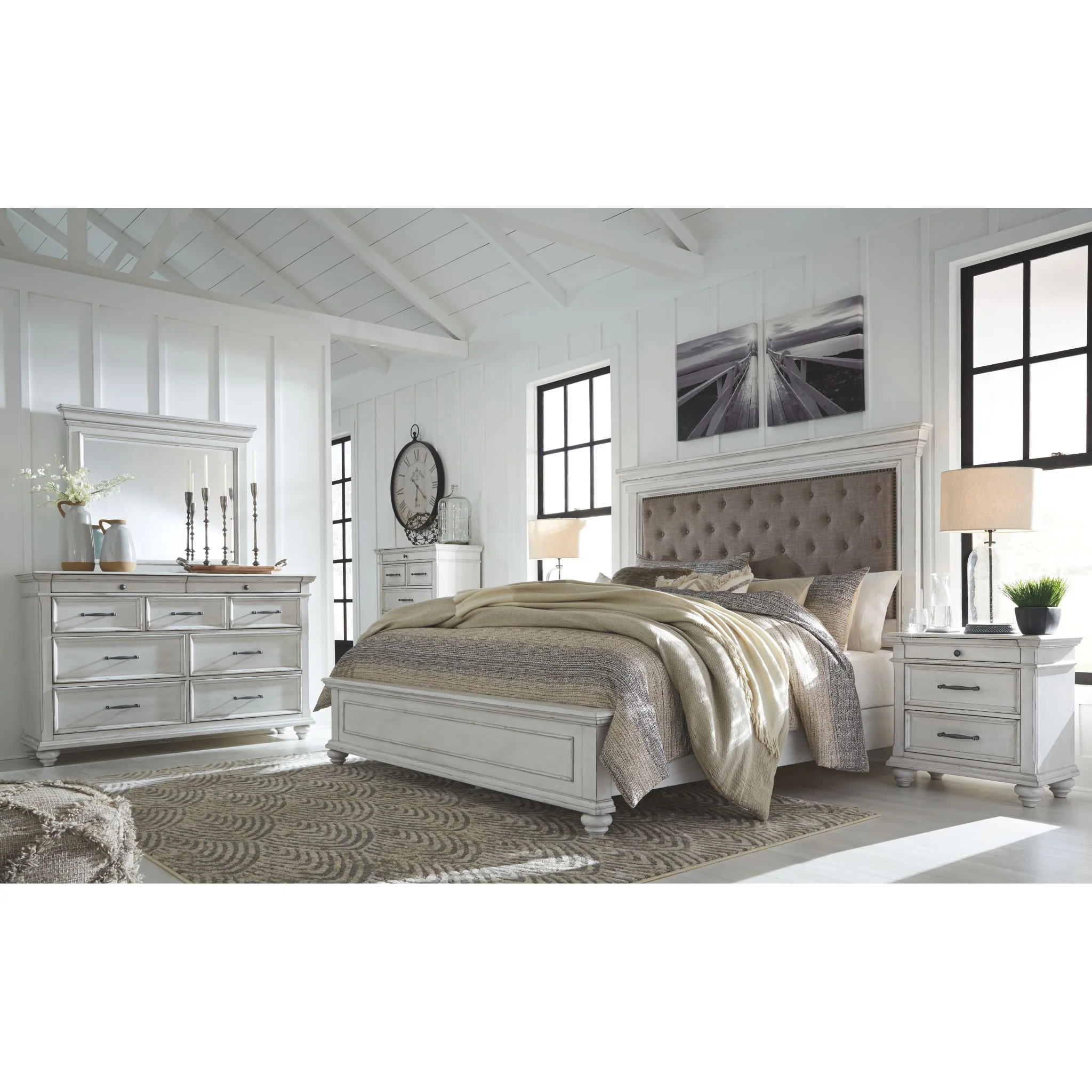 Kanwyn Panel Bed - Whitewash - Image 38