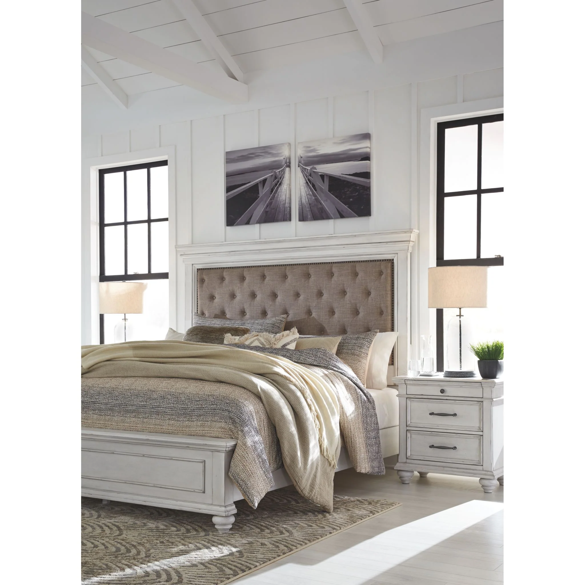 Kanwyn Panel Bed - Whitewash - Image 42