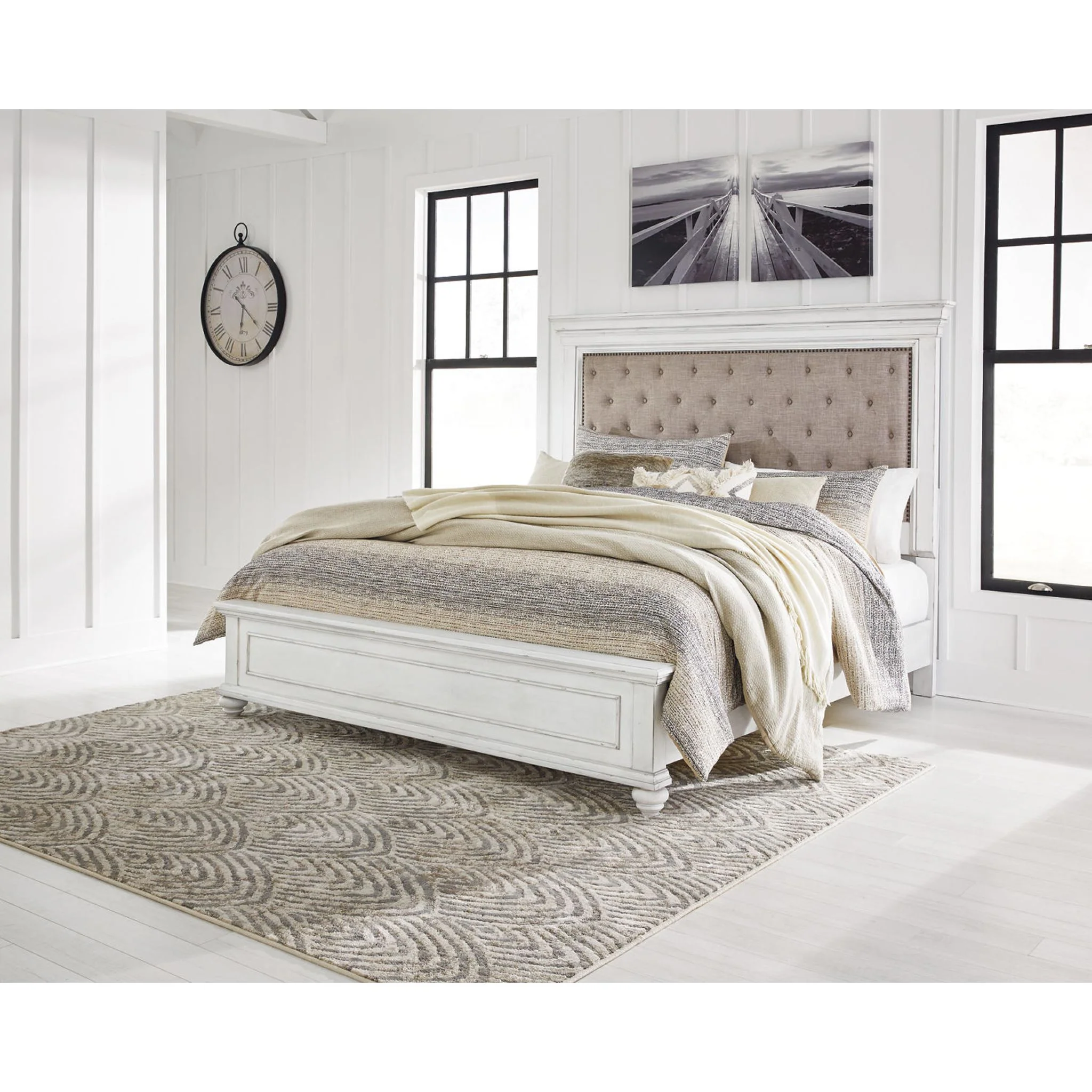 Kanwyn Panel Bed - Whitewash - Image 44