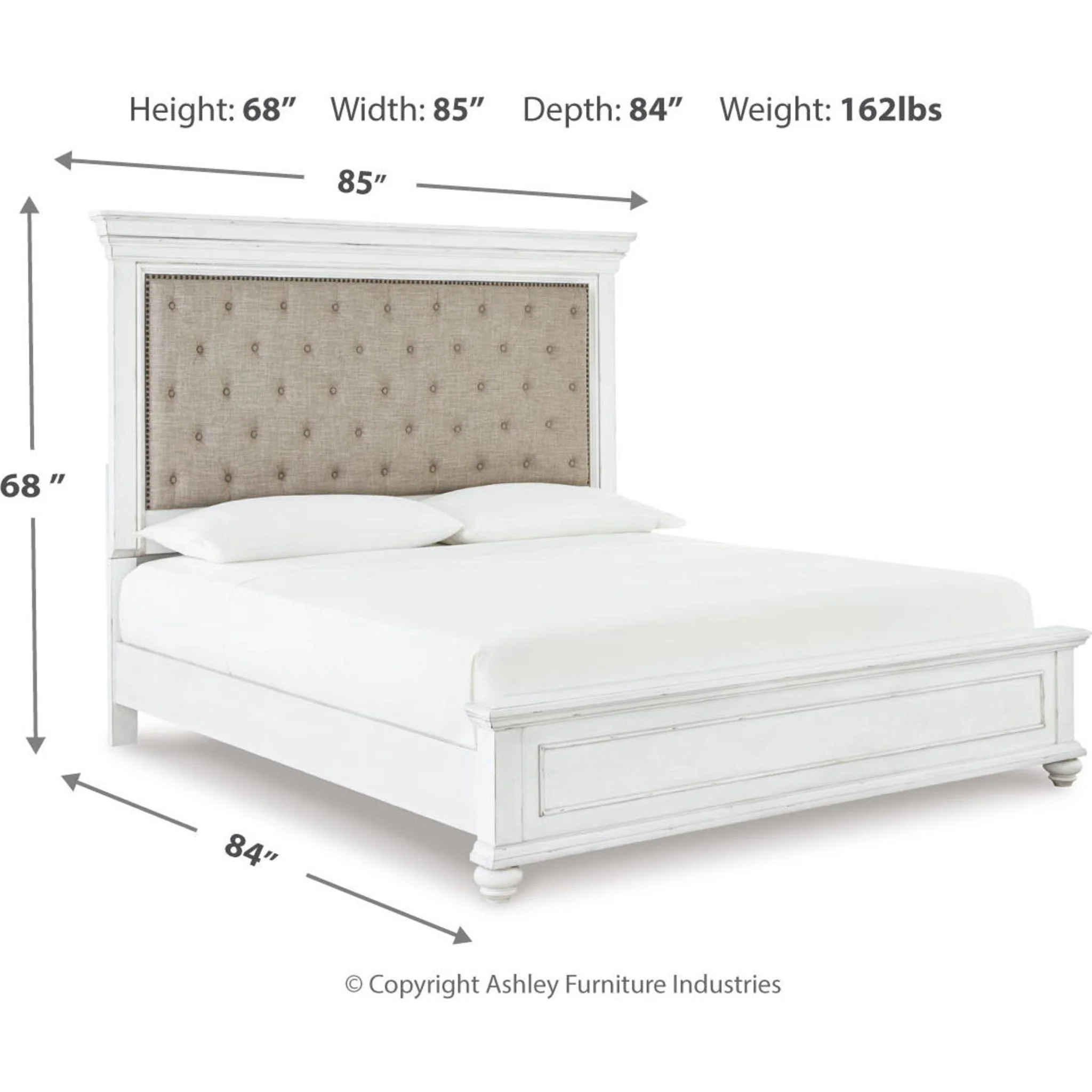Kanwyn Panel Bed - Whitewash - Image 48