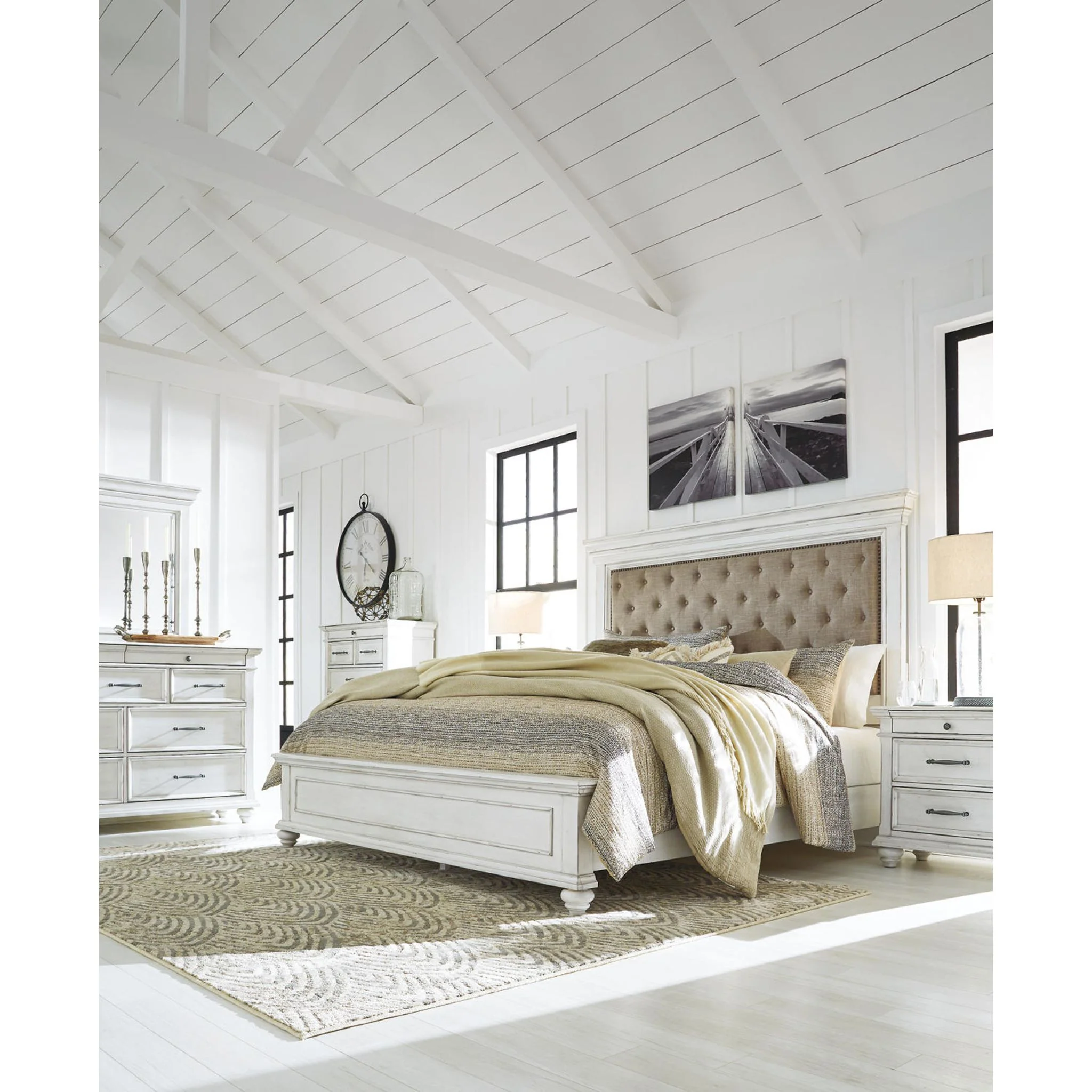 Kanwyn Panel Bed - Whitewash - Image 49