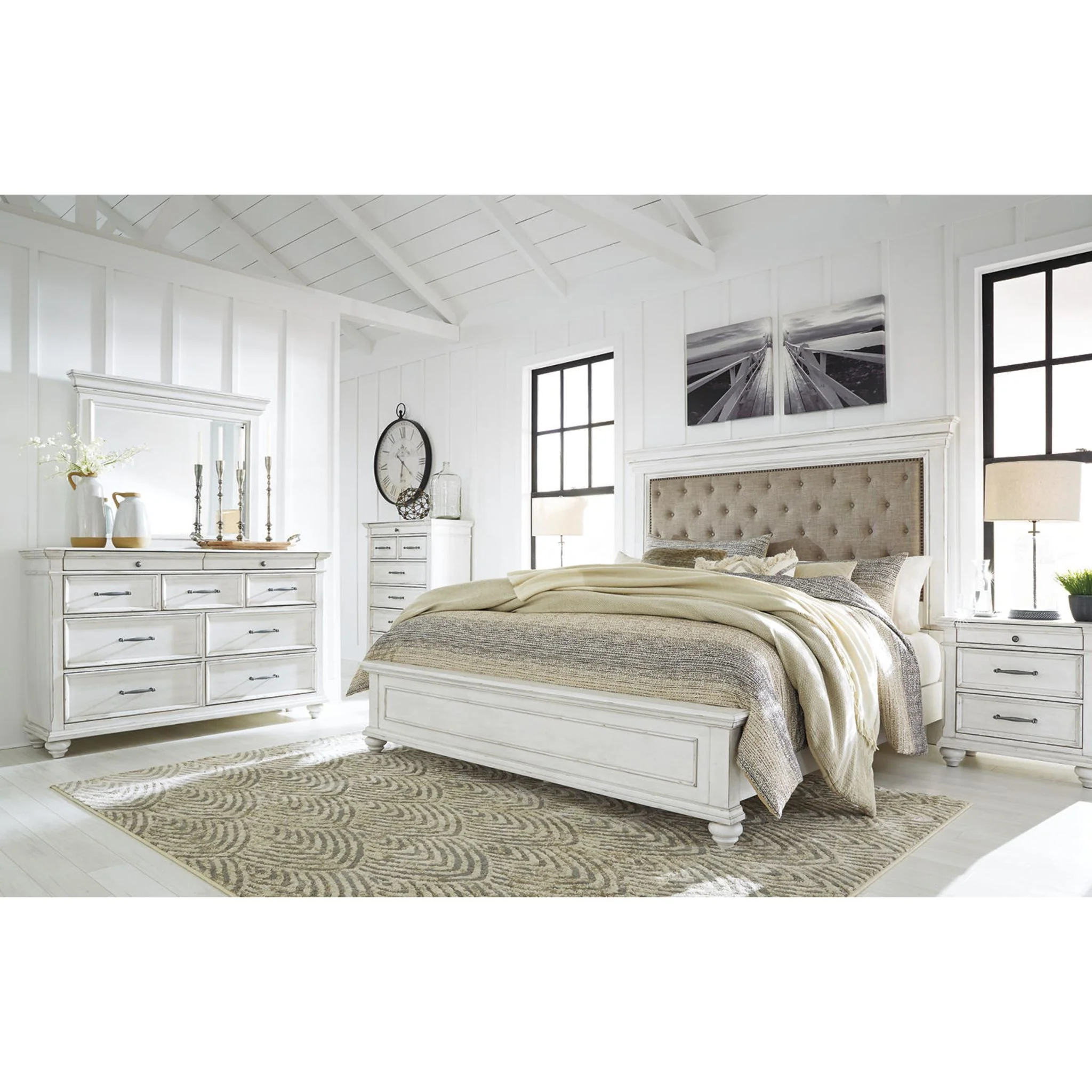 Kanwyn Panel Bed - Whitewash - Image 51