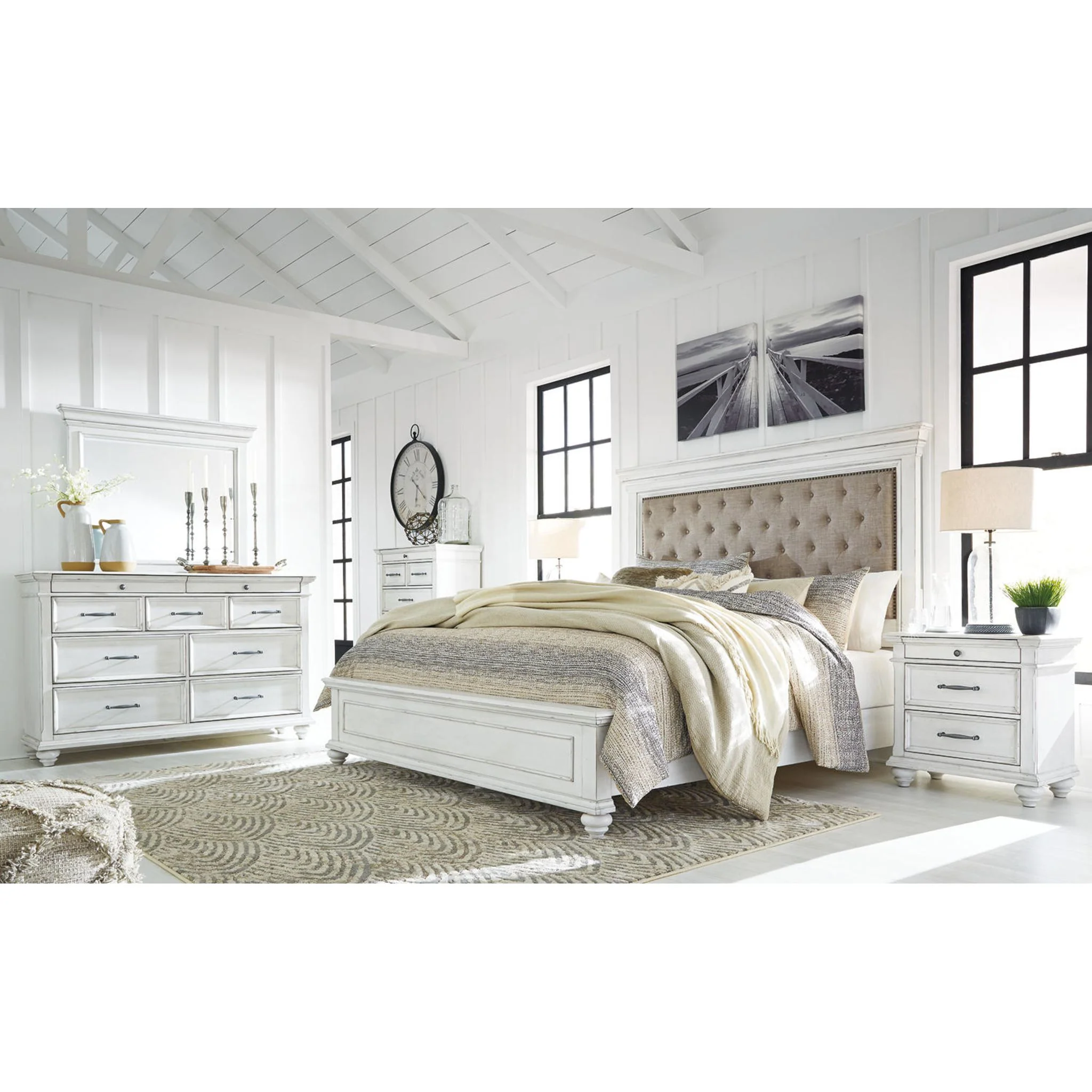 Kanwyn Panel Bed - Whitewash - Image 55