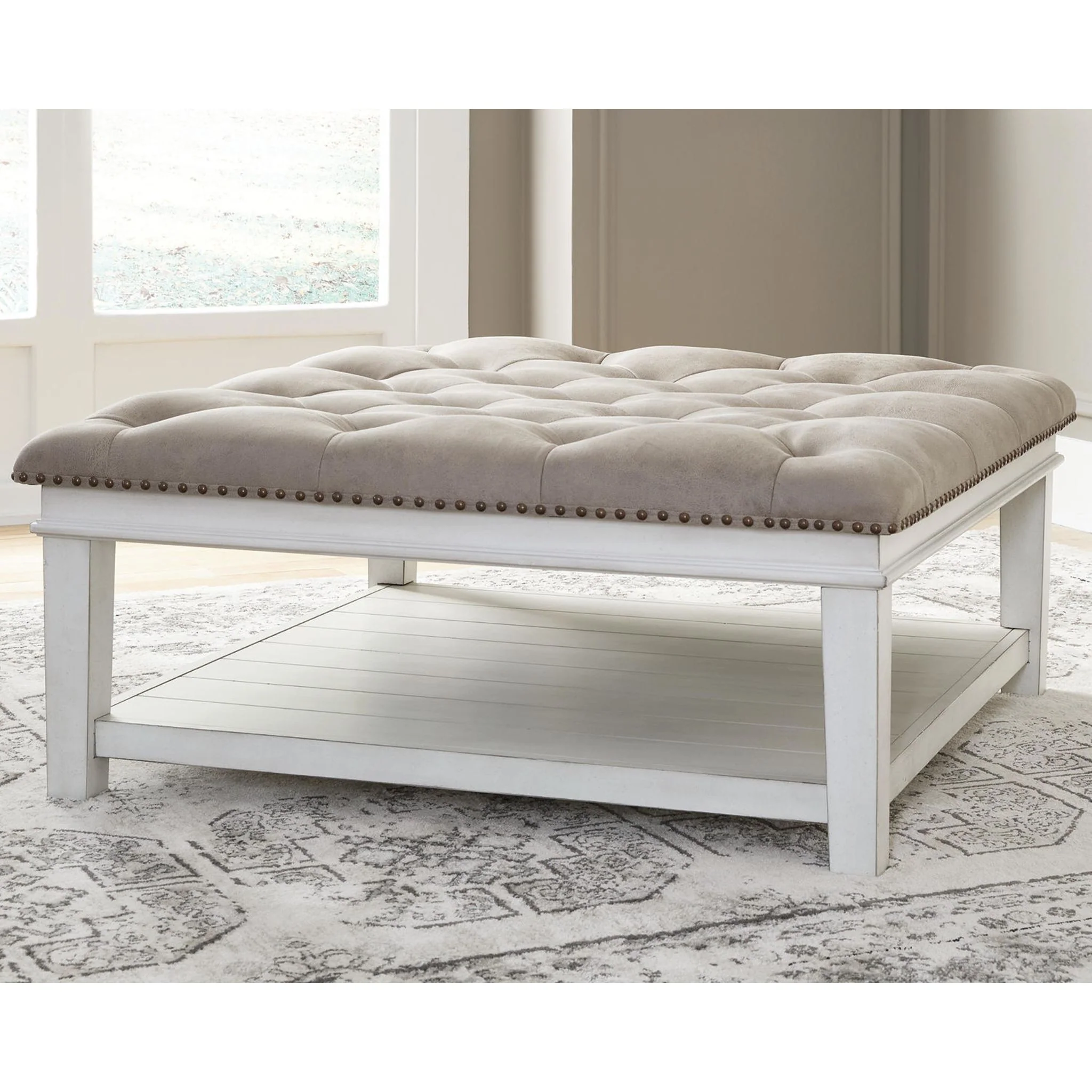 Kanwyn Upholstered Ottoman Table - Whitewash - Image 2