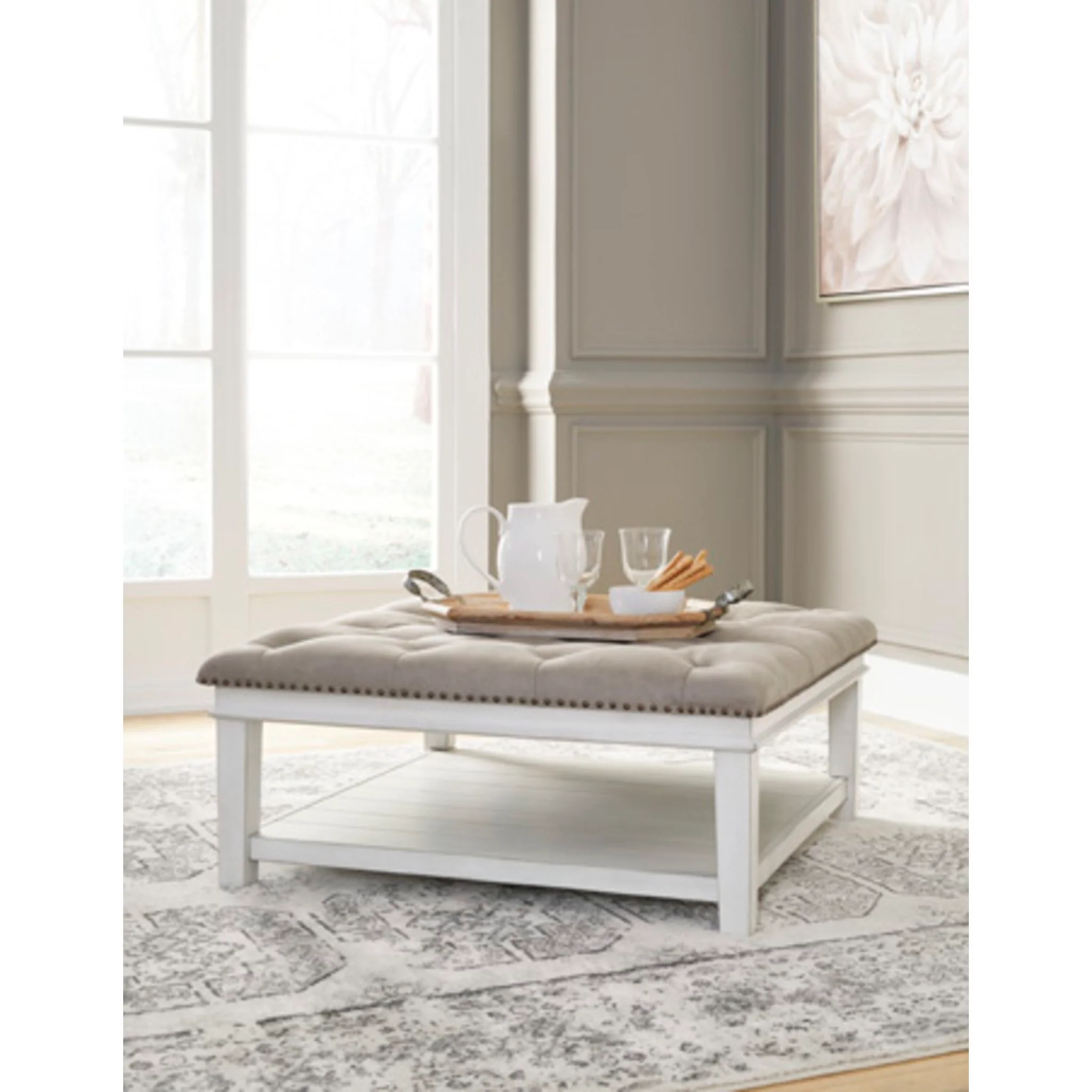 Kanwyn Upholstered Ottoman Table - Whitewash - Image 3