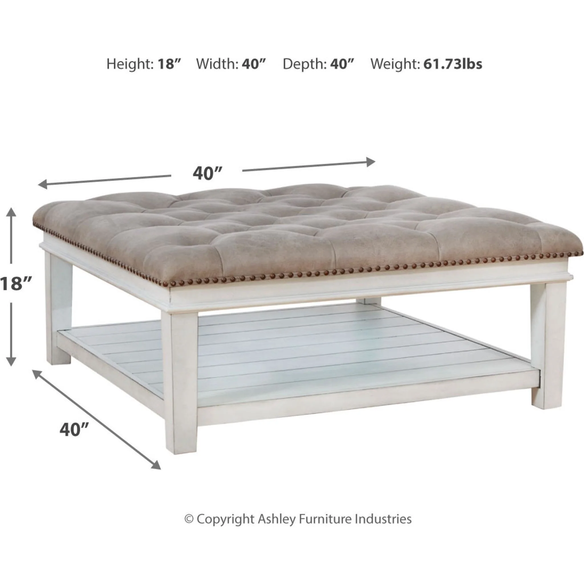 Kanwyn Upholstered Ottoman Table - Whitewash - Image 4