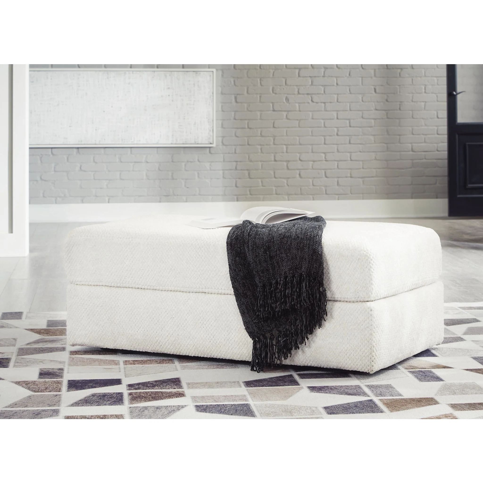 Karinne Oversized Accent Ottoman - Linen - Image 5