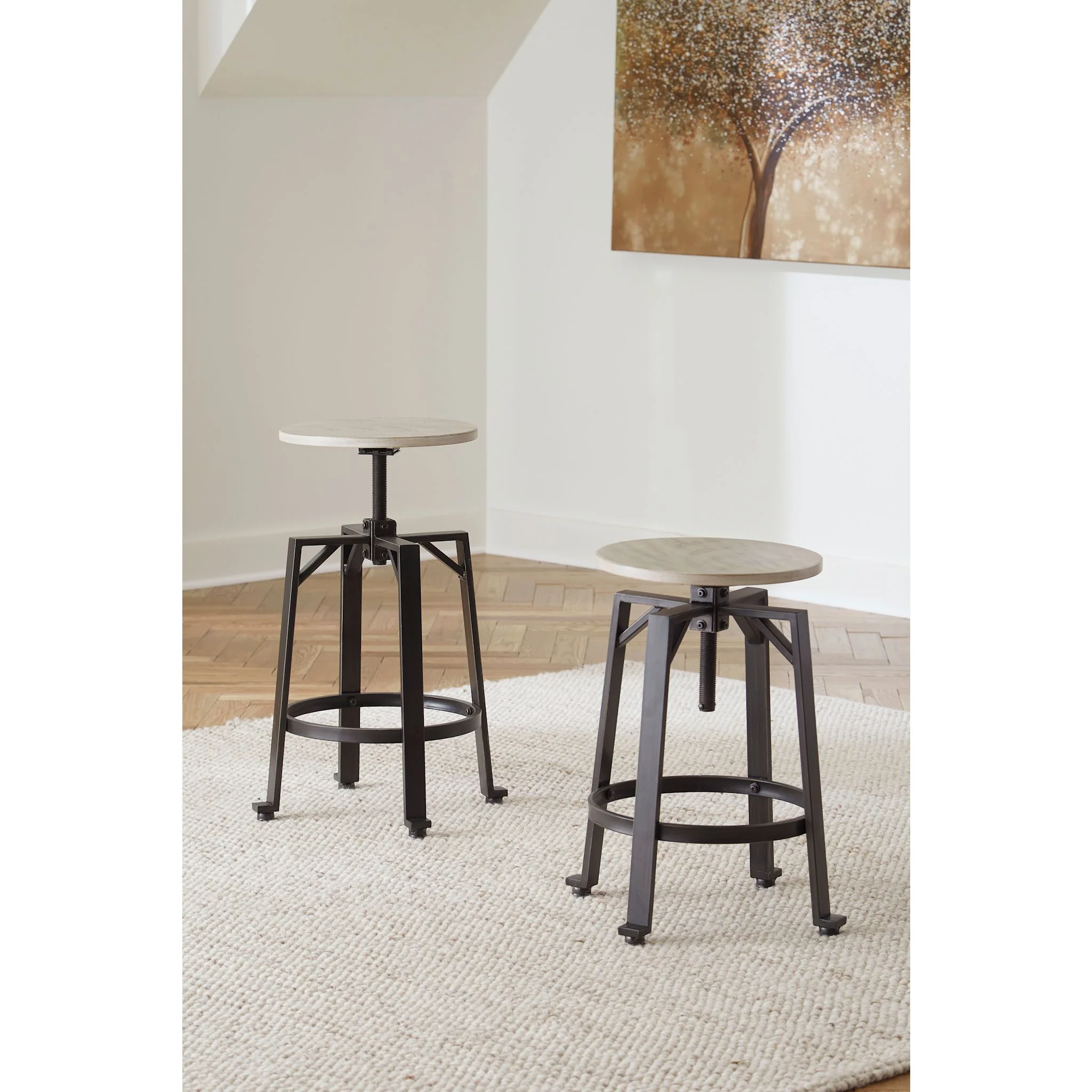 Karisslyn Adjustable Height Stool - Whitewash/Black - (D336-024) - Image 2