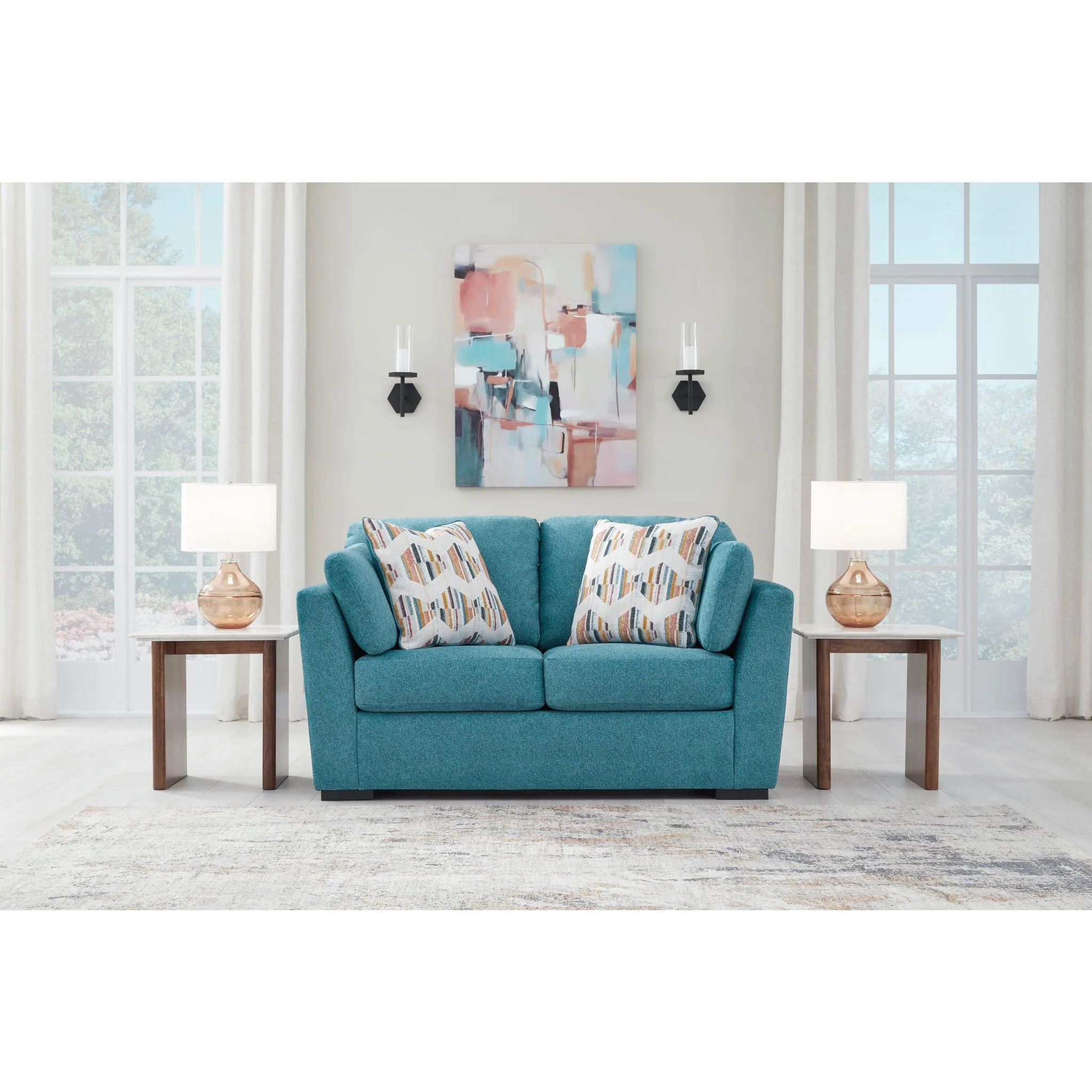 Keerwick Loveseat - Teal - Image 2