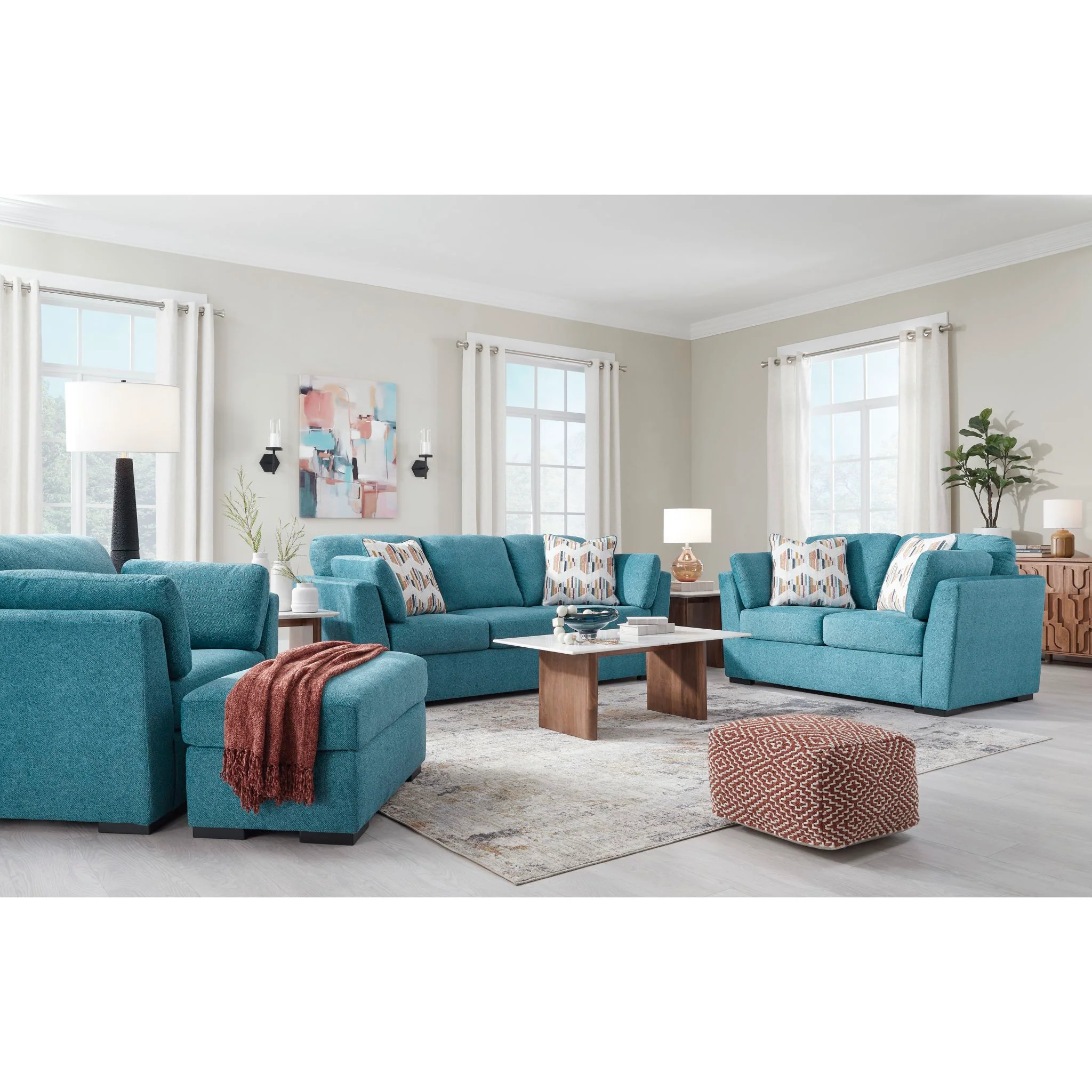 Keerwick Loveseat - Teal - Image 6