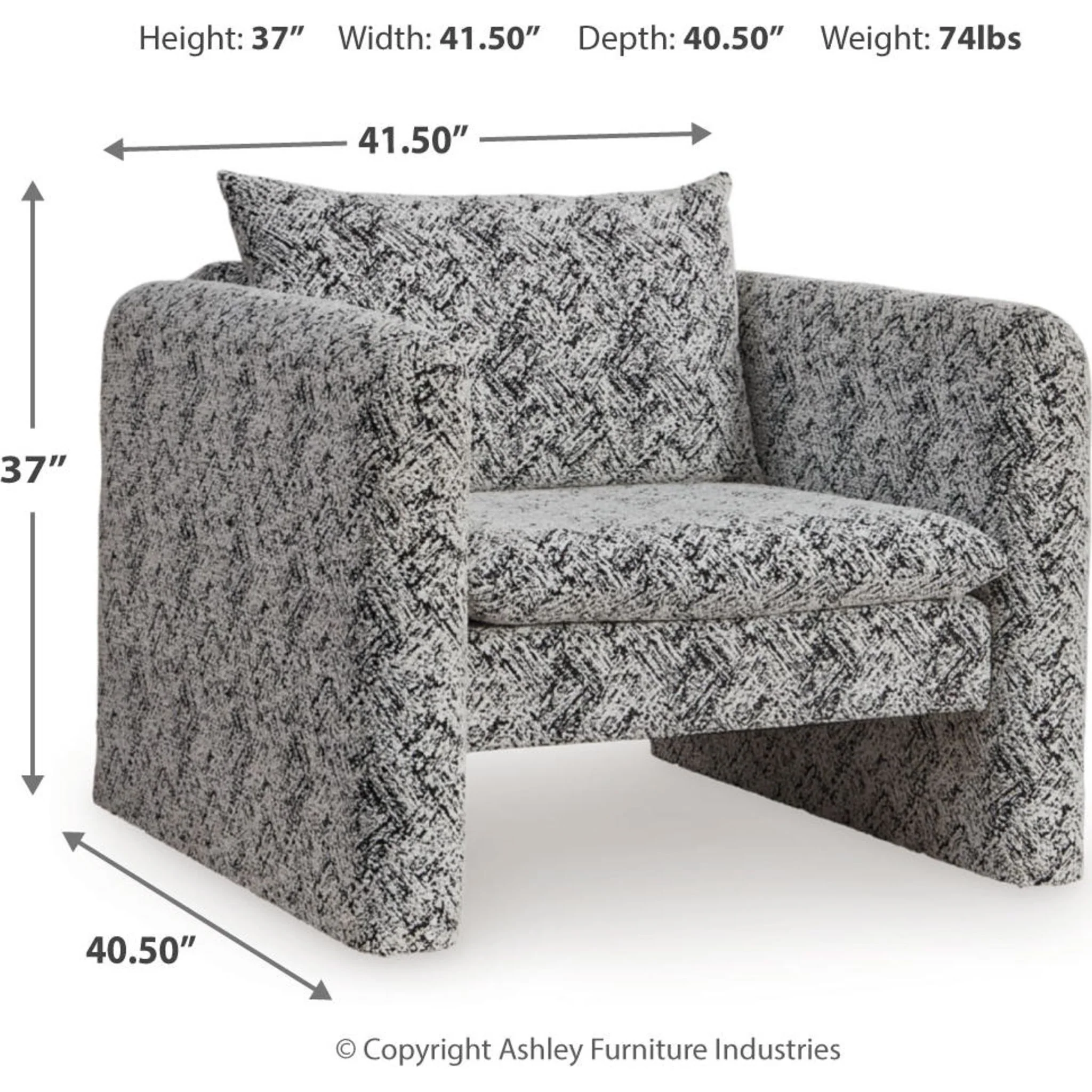 Kenbell Accent Chair - Black/White - Image 5