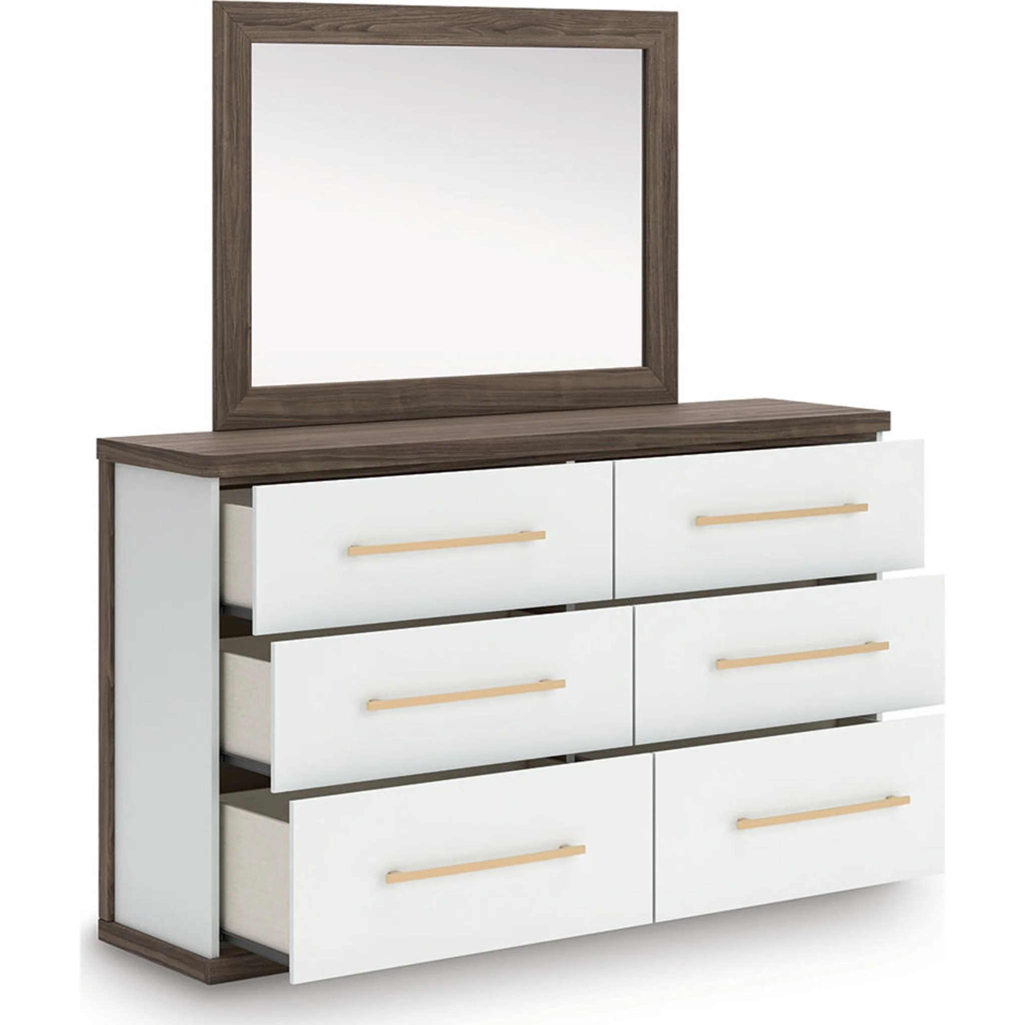 Kendanport Dresser and Mirror - White/Brown - Image 2