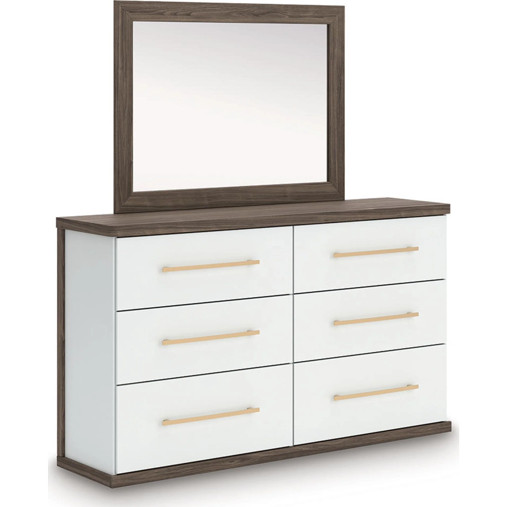 Kendanport Dresser and Mirror - White/Brown - Image 3