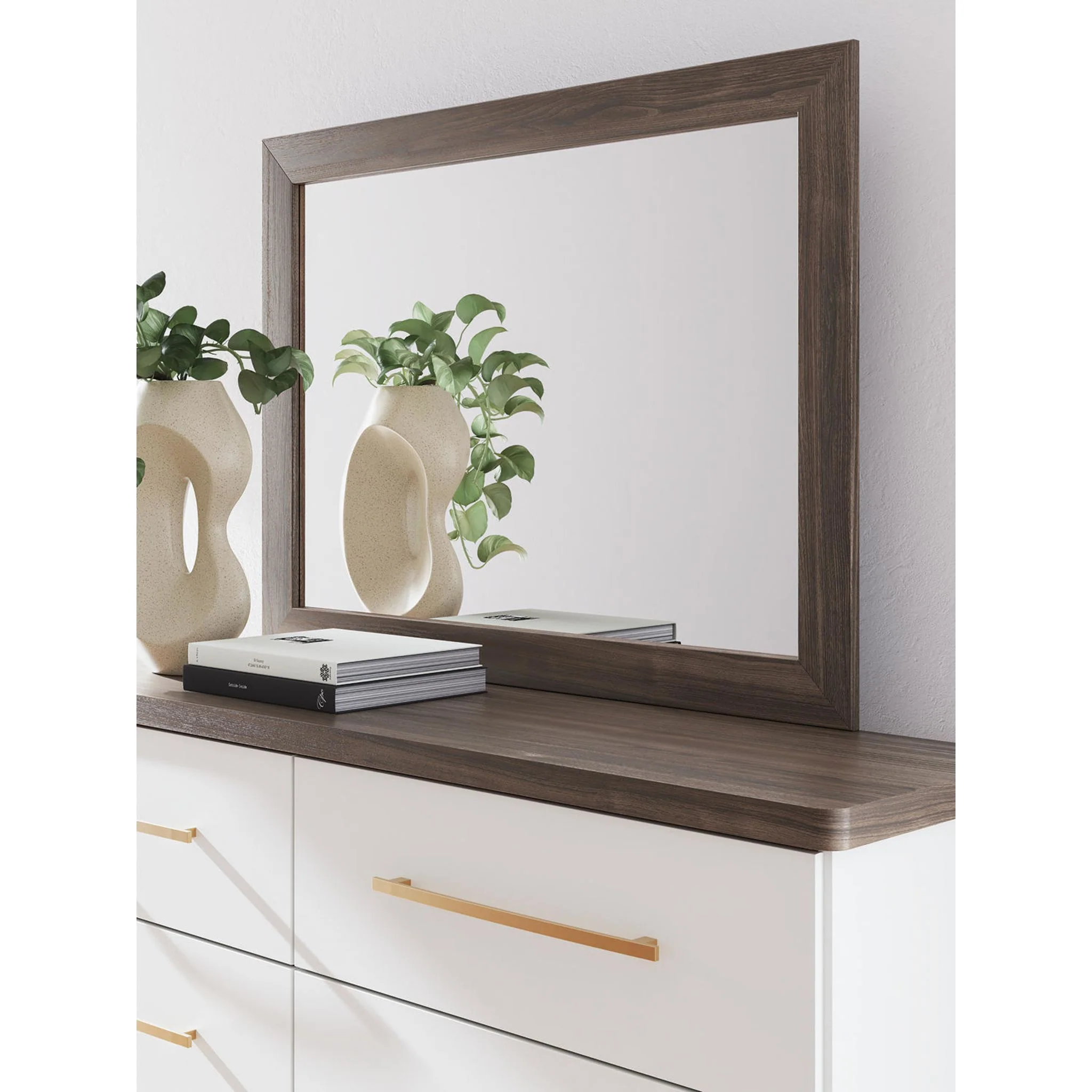 Kendanport Dresser and Mirror - White/Brown - Image 5