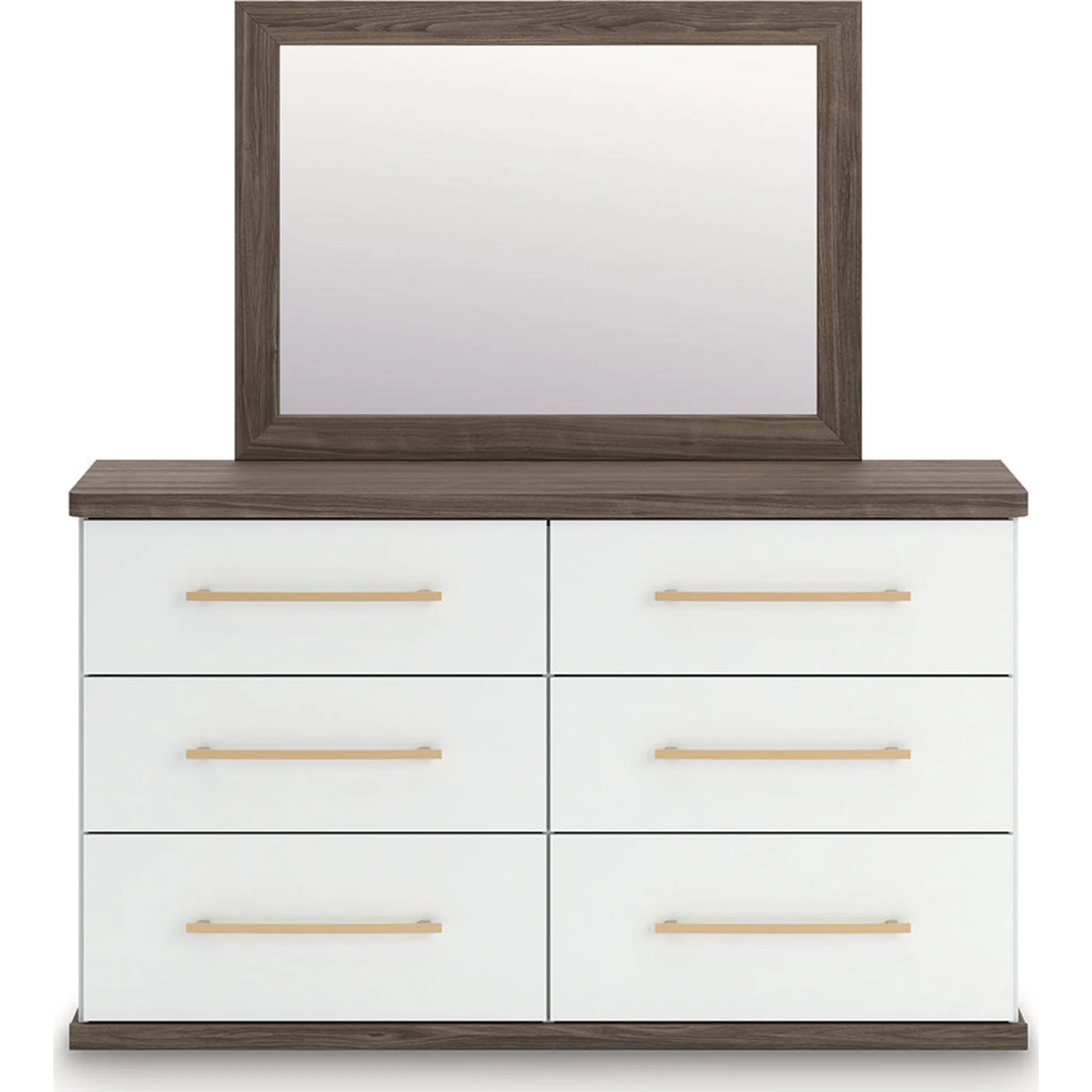 Kendanport Dresser and Mirror - White/Brown - Image 6