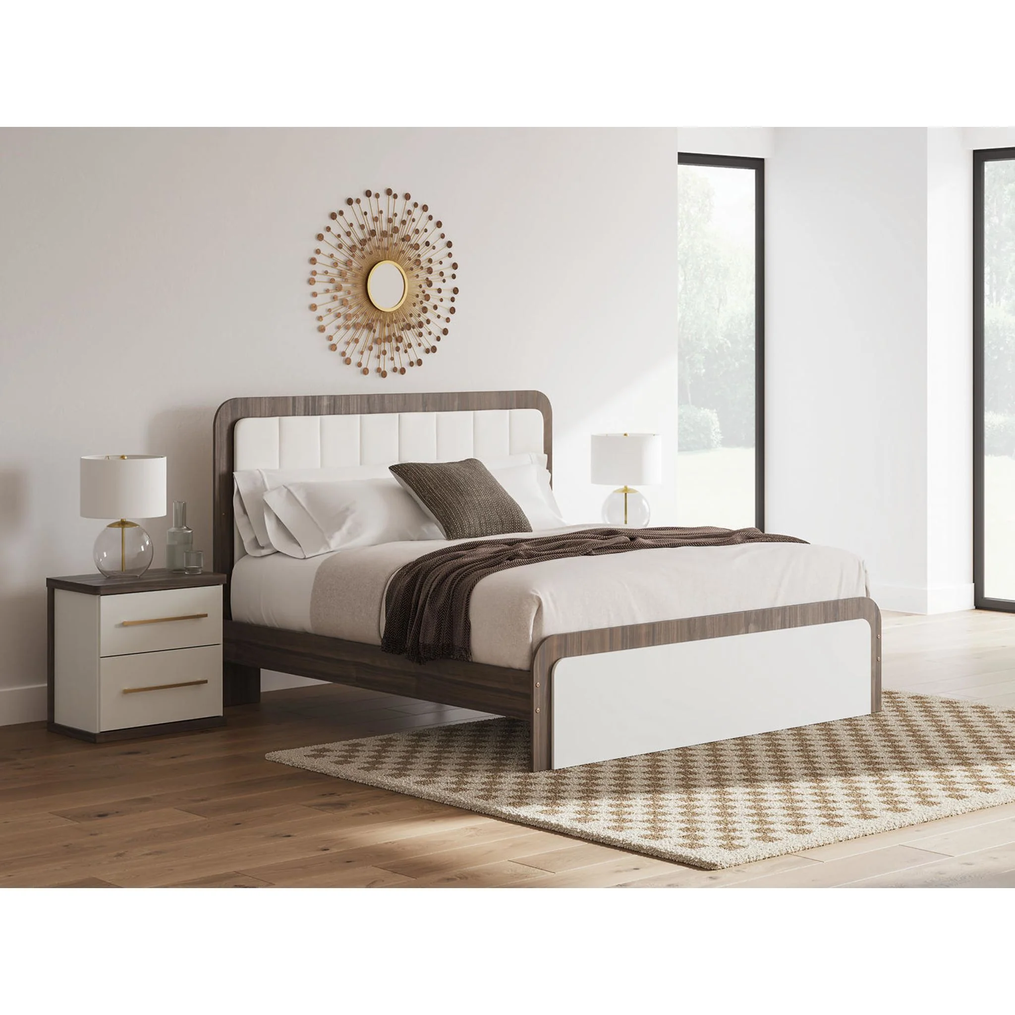 Kendanport King Upholstered Bed - White/Brown - Image 11