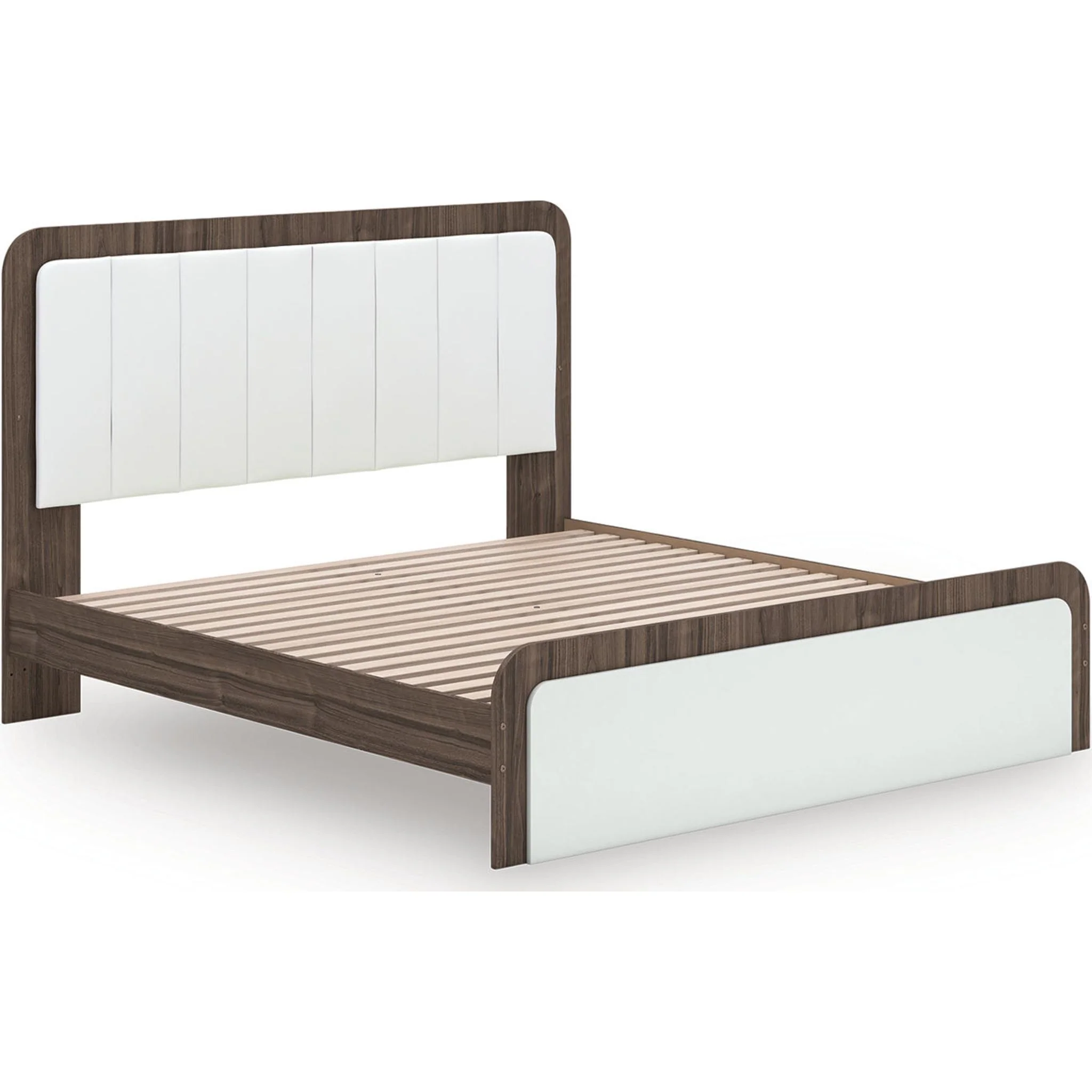 Kendanport King Upholstered Bed - White/Brown - Image 3