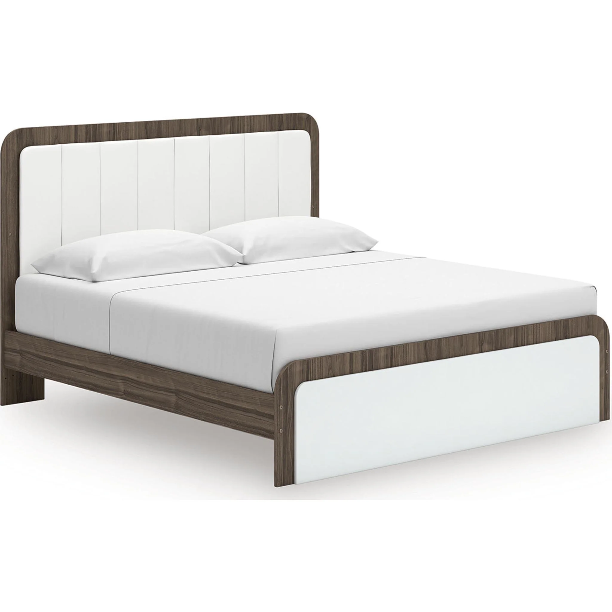 Kendanport King Upholstered Bed - White/Brown - Image 4