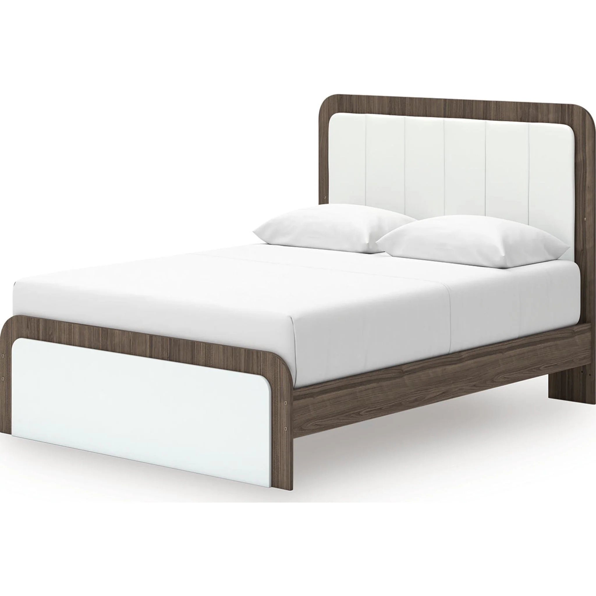 Kendanport Queen Upholstered Bed - White/Brown