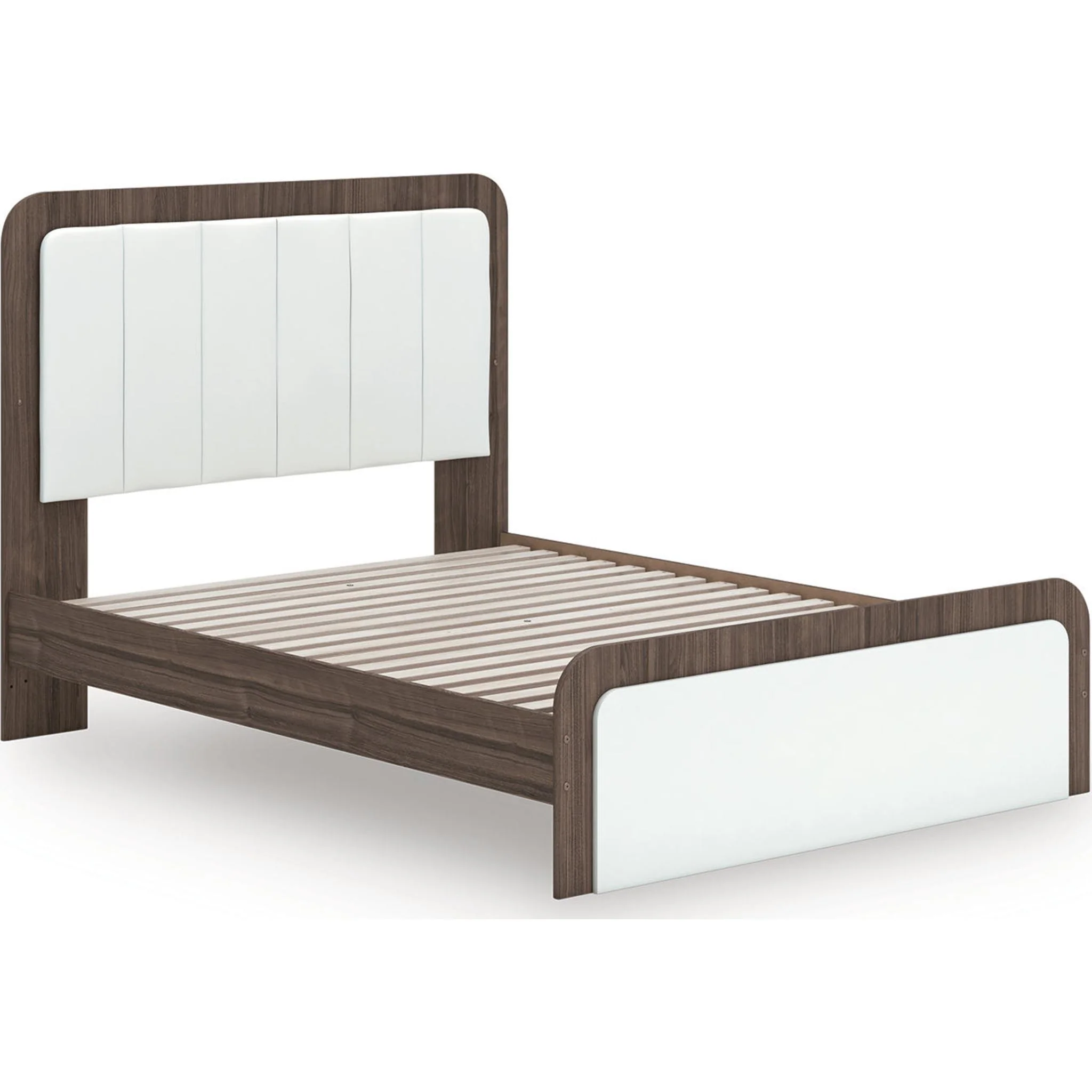 Kendanport Queen Upholstered Bed - White/Brown - Image 3