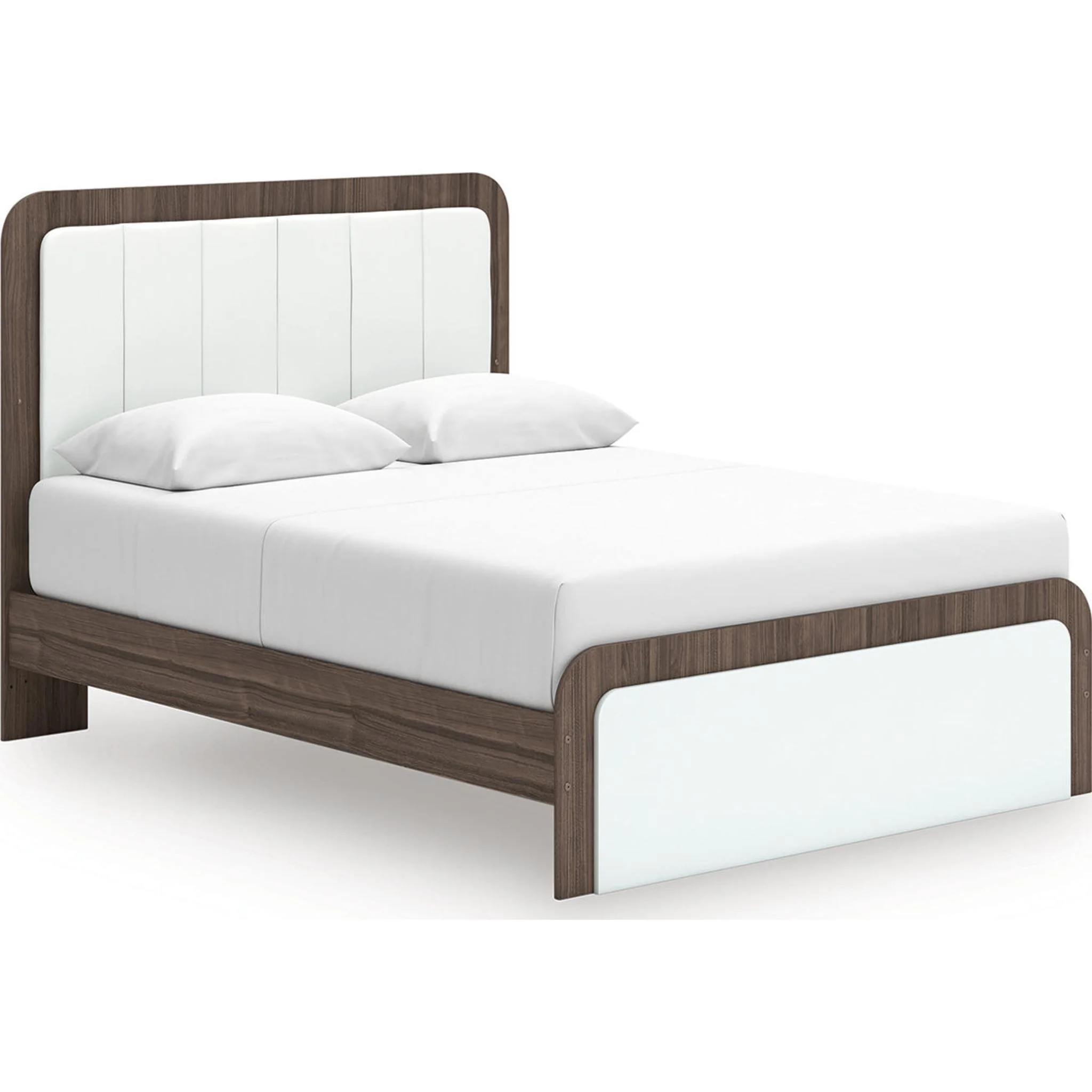 Kendanport Queen Upholstered Bed - White/Brown - Image 4