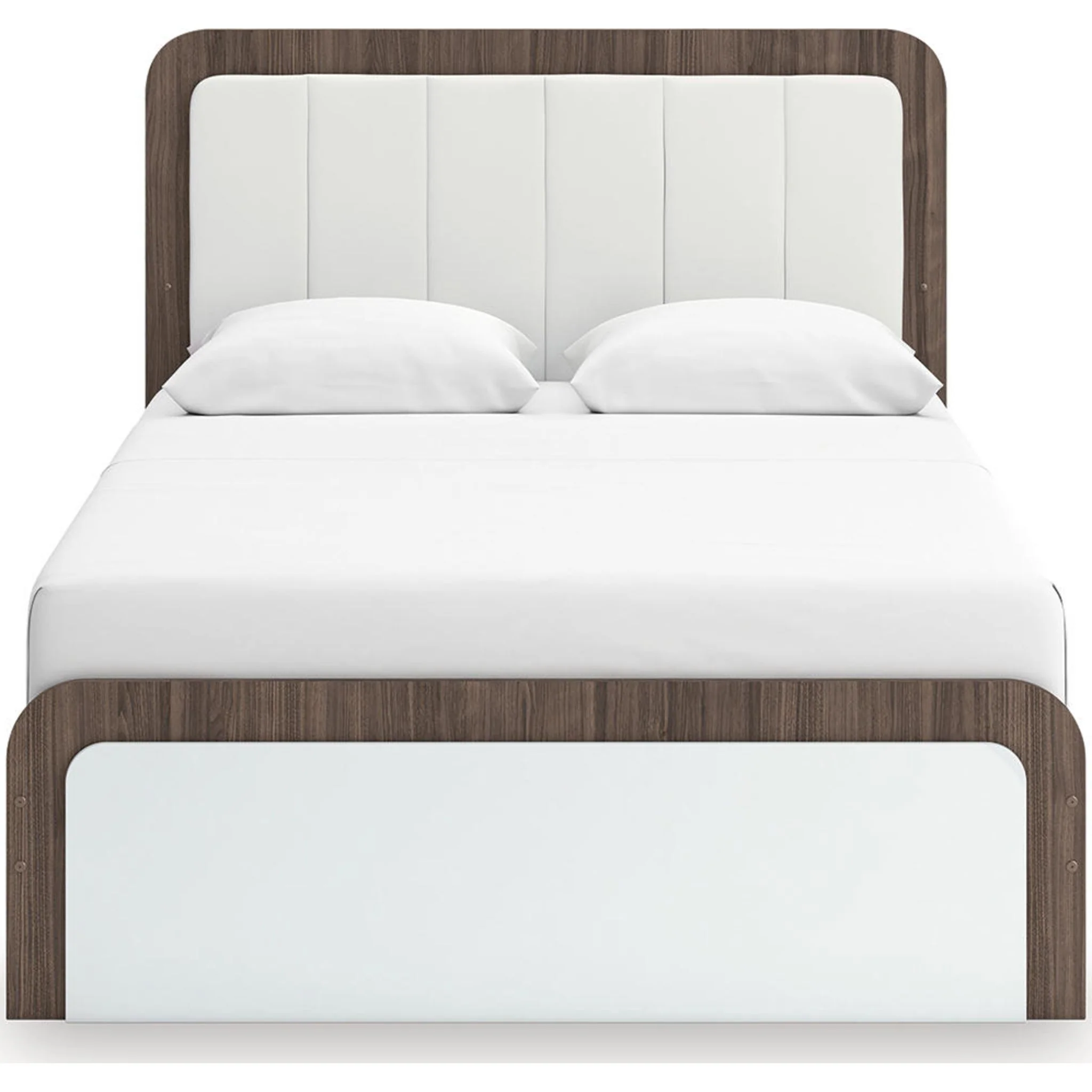 Kendanport Queen Upholstered Bed - White/Brown - Image 8