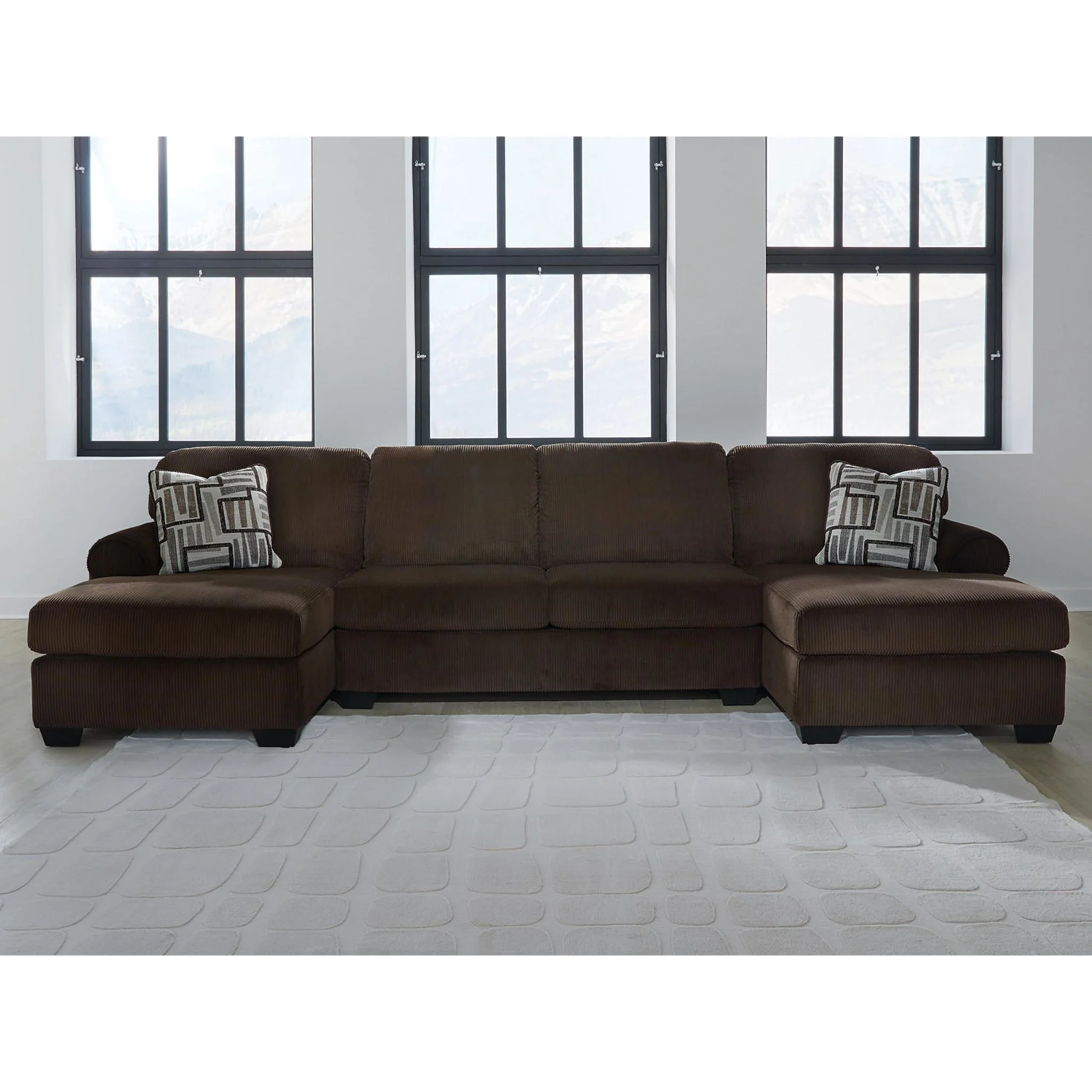 Kimlee 3 Piece Sectional with Double Chaise - Chocolate - Image 3